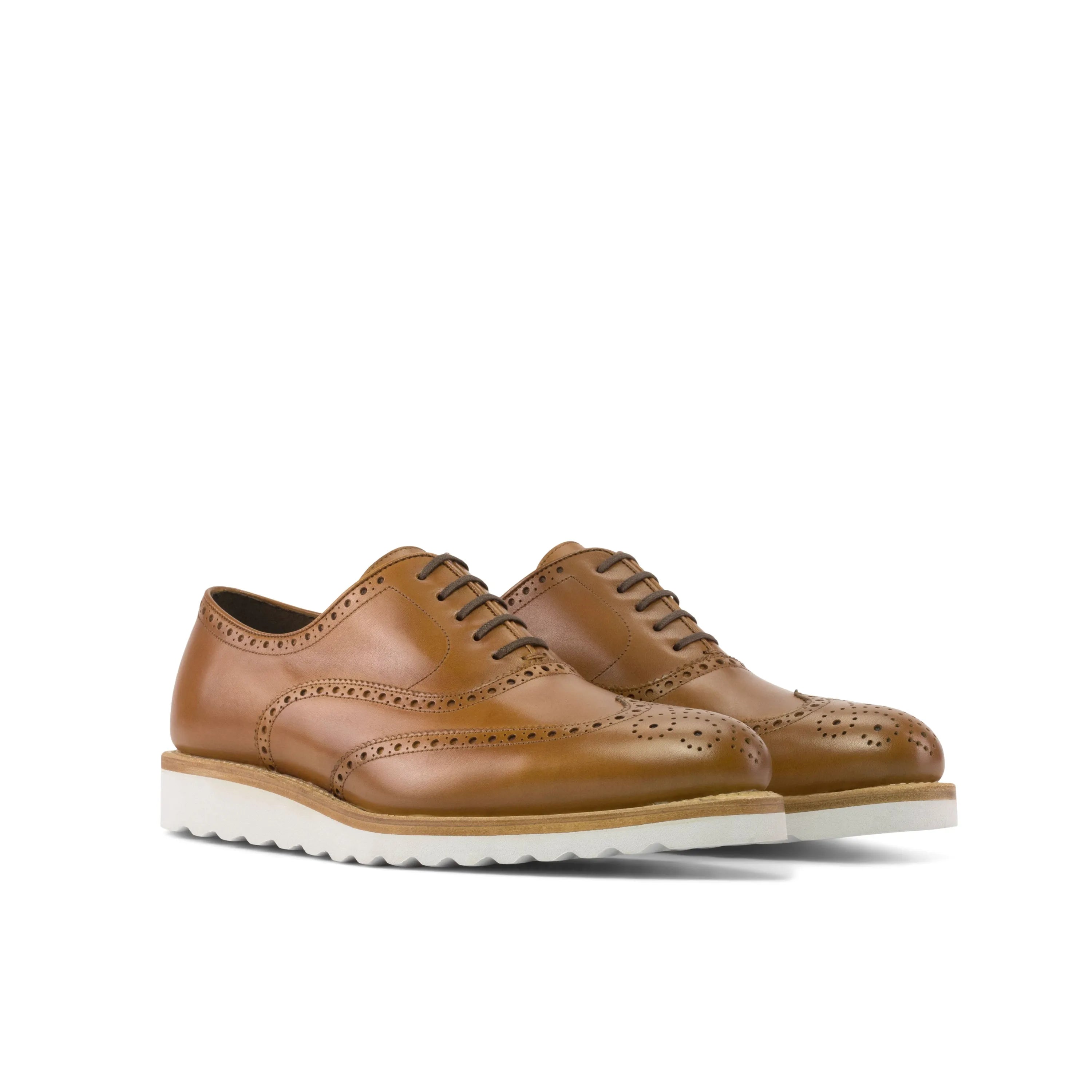 Tan leather wingtip dress shoes by Loopeh, perfect brogue shoes for the fast lane