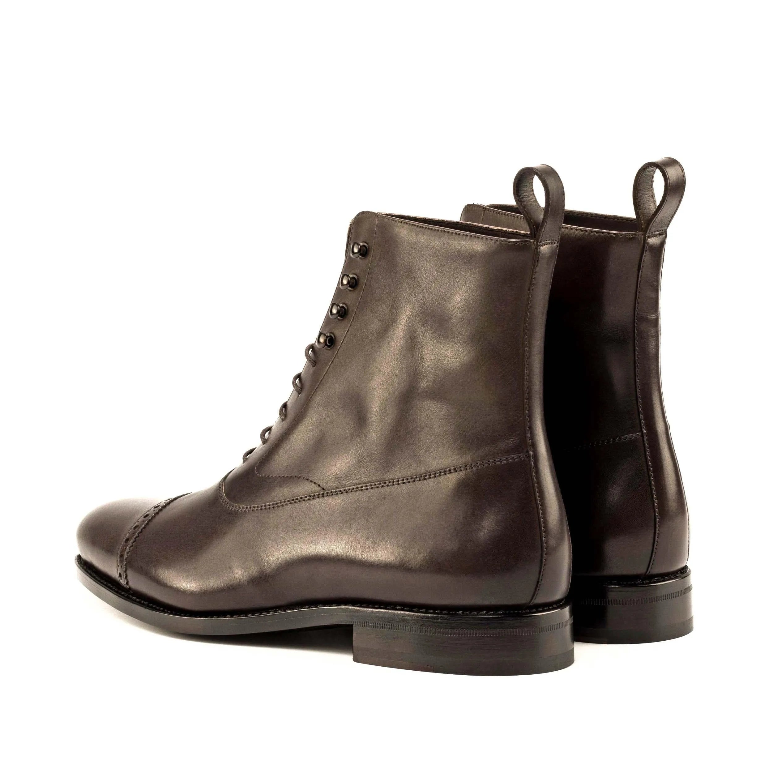 Brown leather lace-up Luke Balmoral Boots featuring a classic design and durability