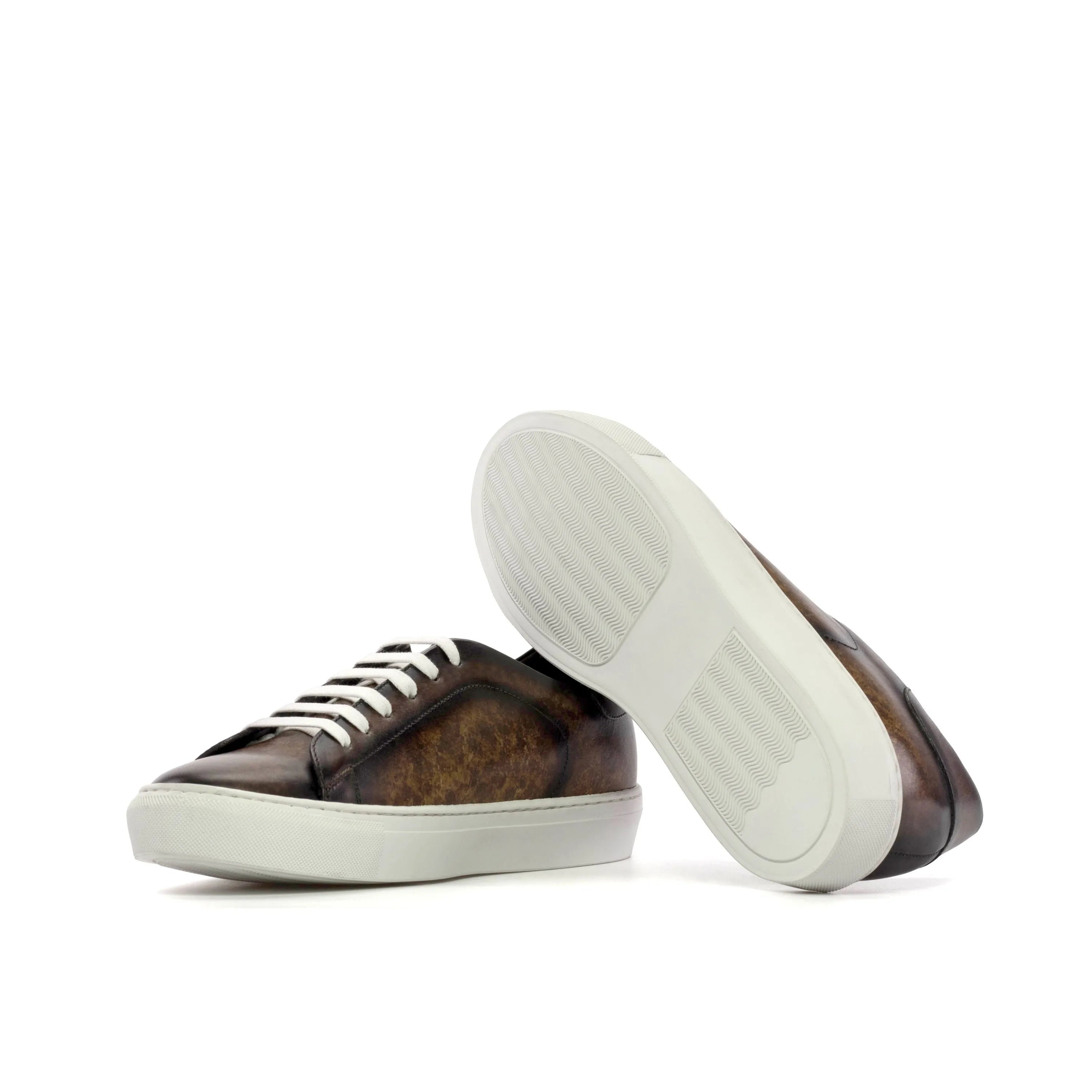 Brown leather Luminous Trainer Patina sneakers with white cupsole design