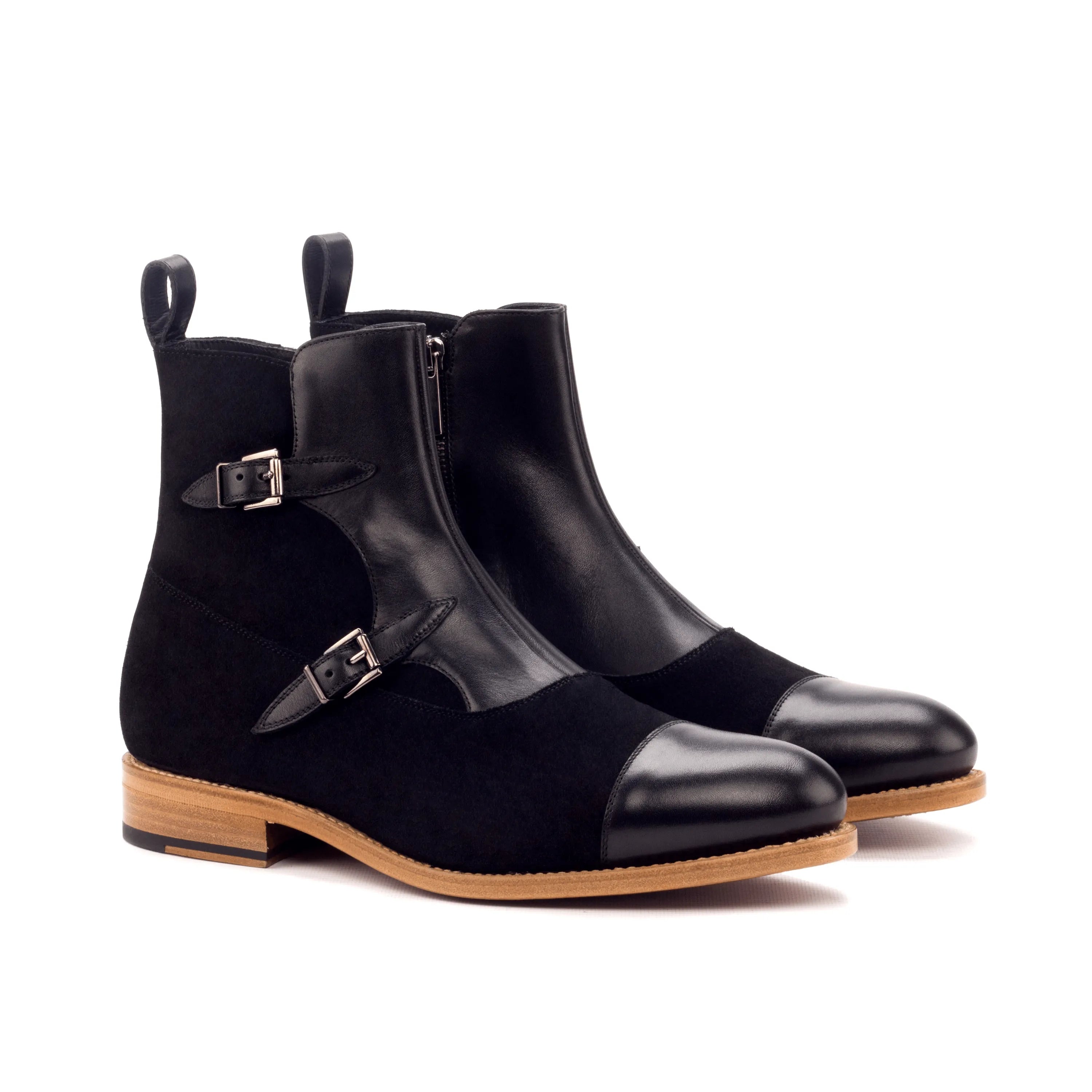 Black leather and suede ankle boots, perfect for stylish versatility - Luther Octavian Boots