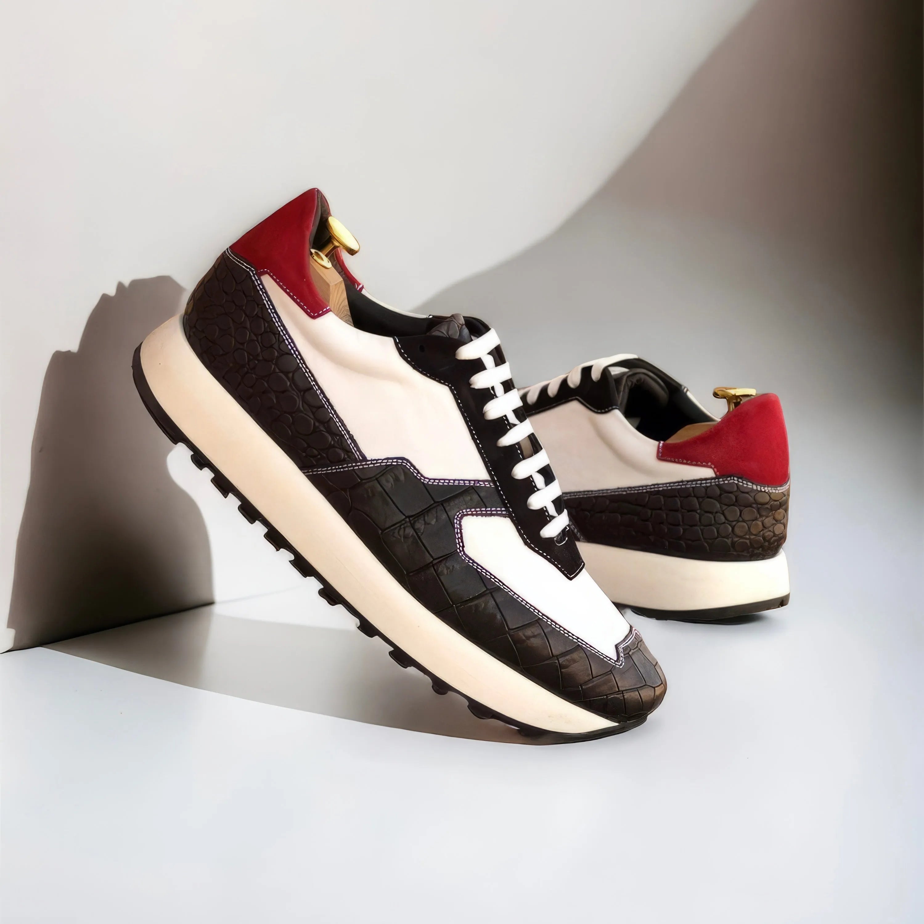 Two-toned leather M2 Chunky Trainer Sneaker II showcasing stylish chunky style trainer design