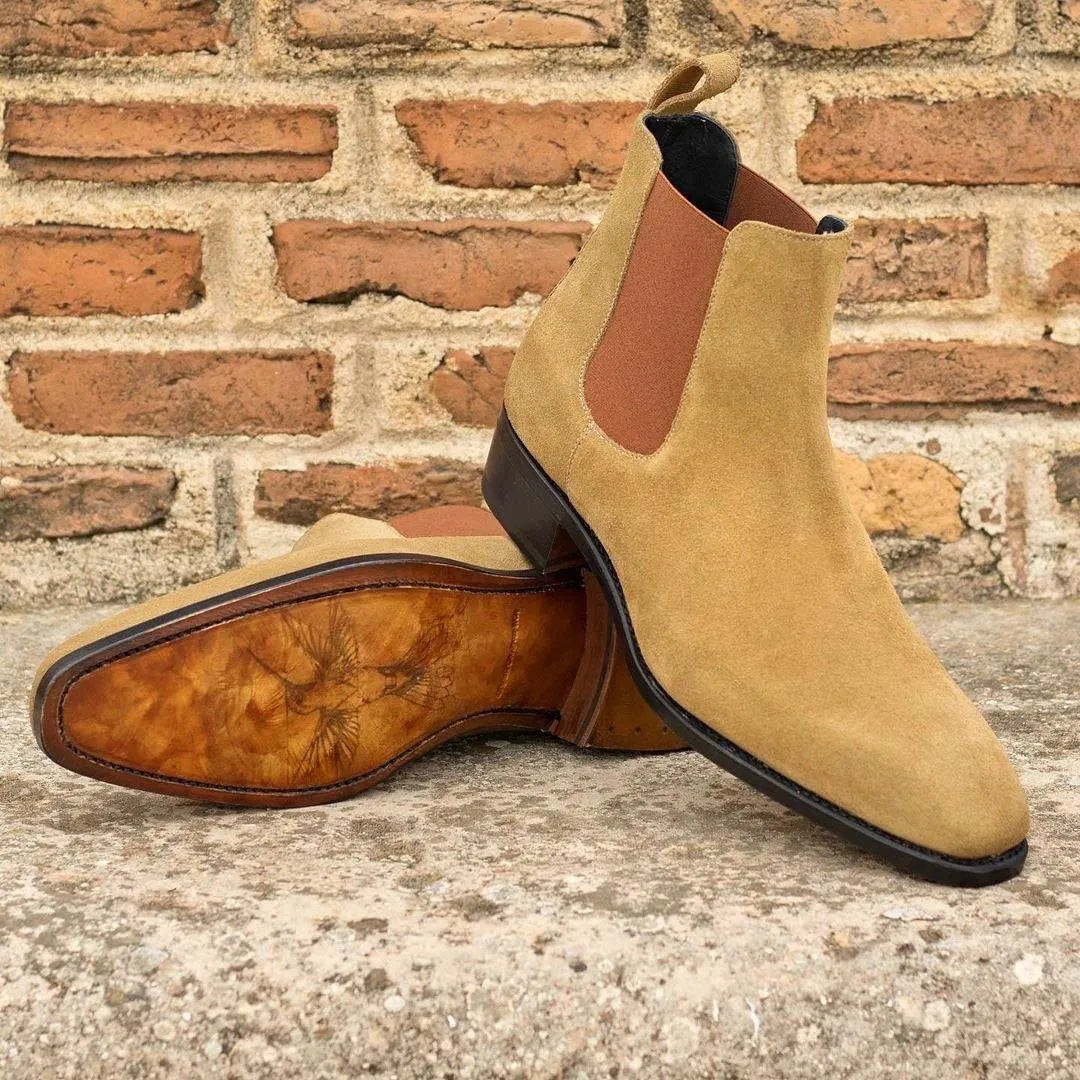Tan suede Maani Chelsea Boots offering stylish comfort and versatile fashion
