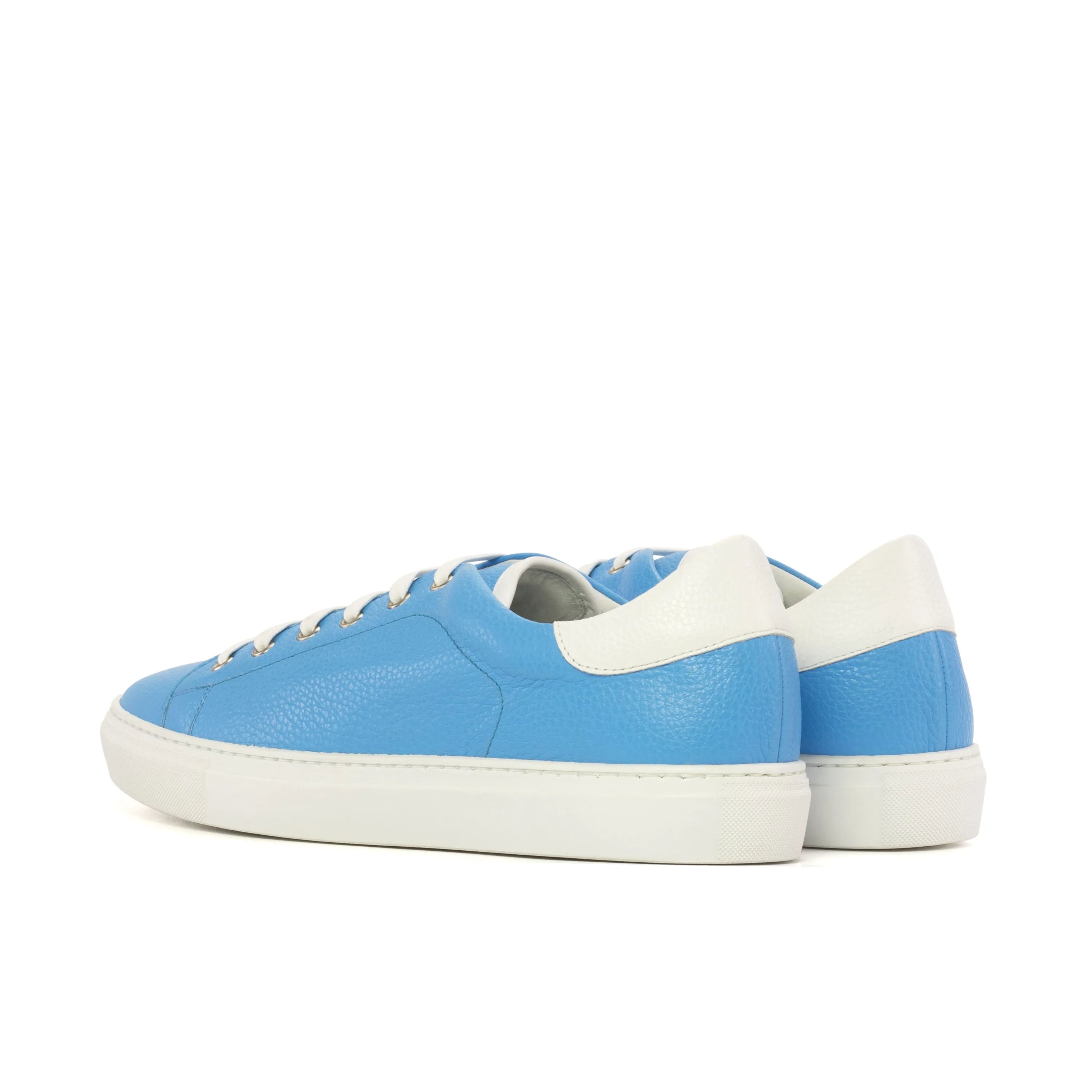 Light blue Malta Trainer Sneaker in grain Italian leather with cupsole design