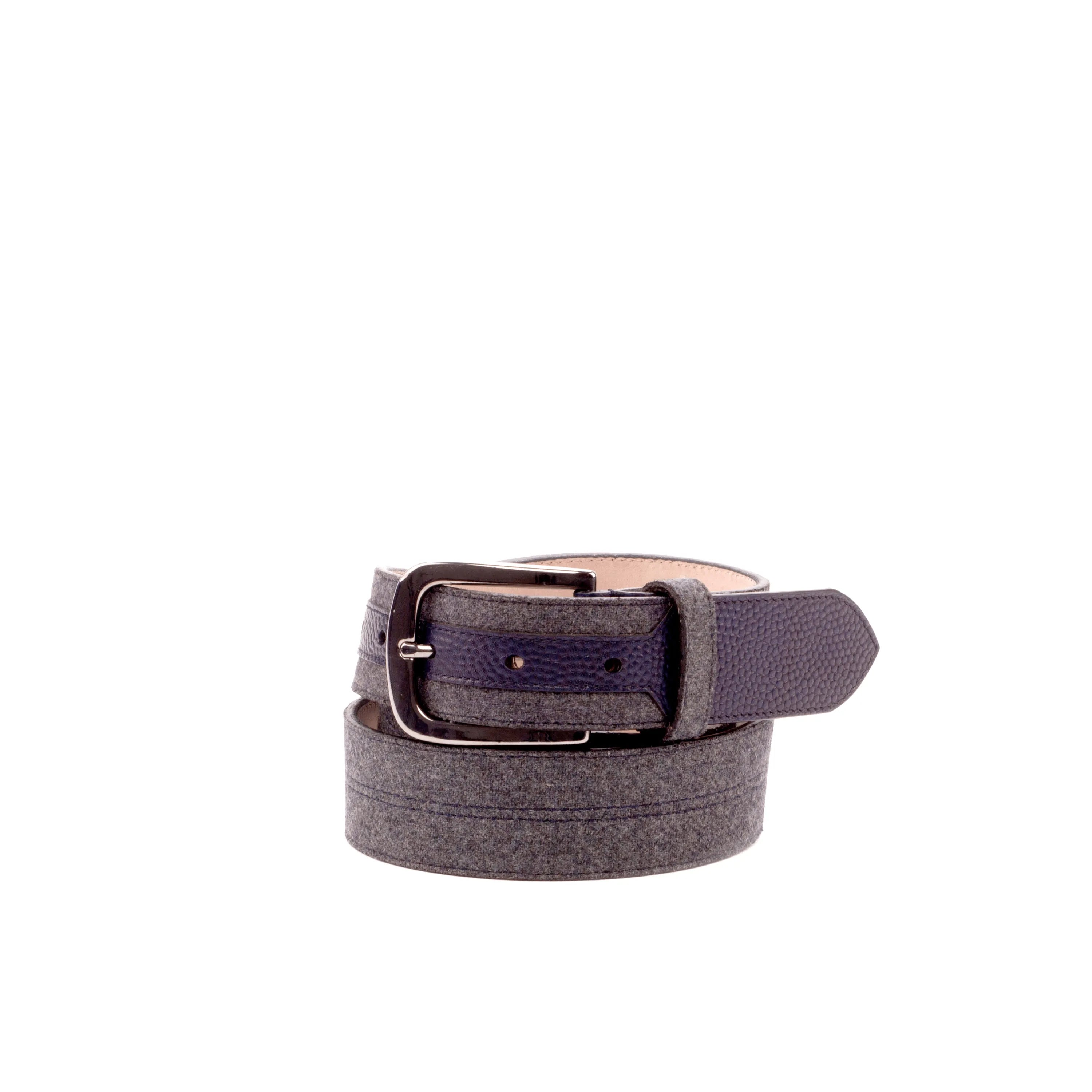 Gray and blue leather Manas Marseille Belt for stylish men’s accessories