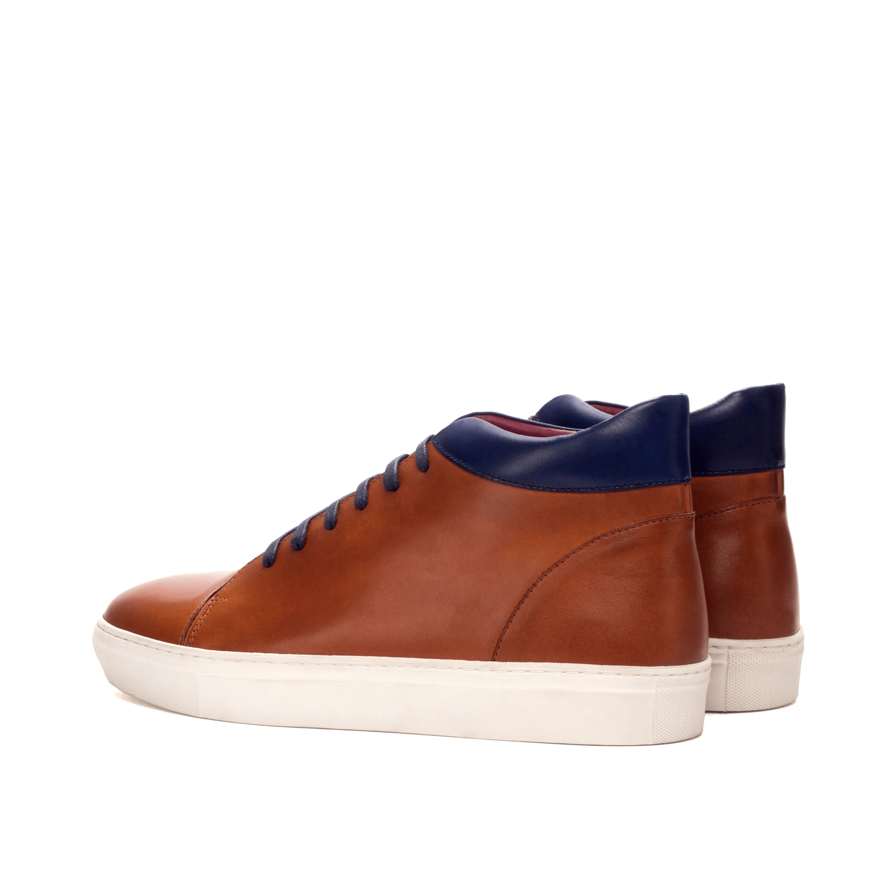 Brown leather Manny high top sneakers, stylish trainer sneaker with painted calf detailing