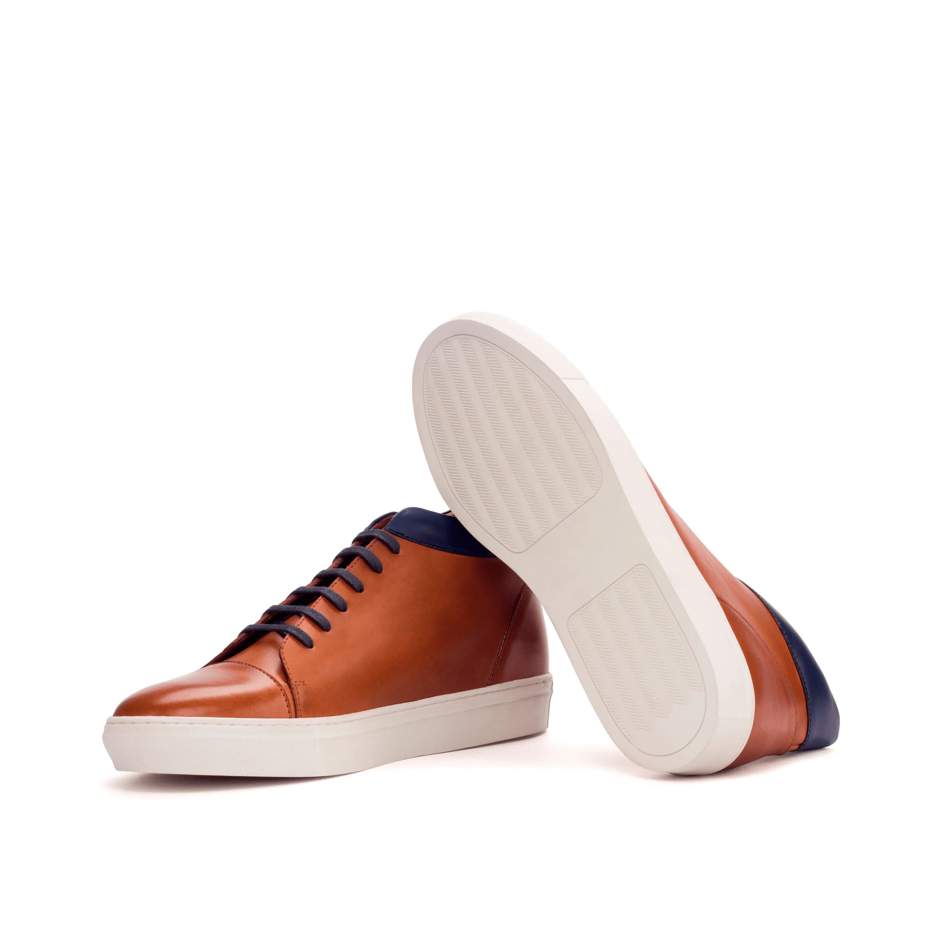 Brown leather Manny high top sneakers, a stylish trainer sneaker in painted calf