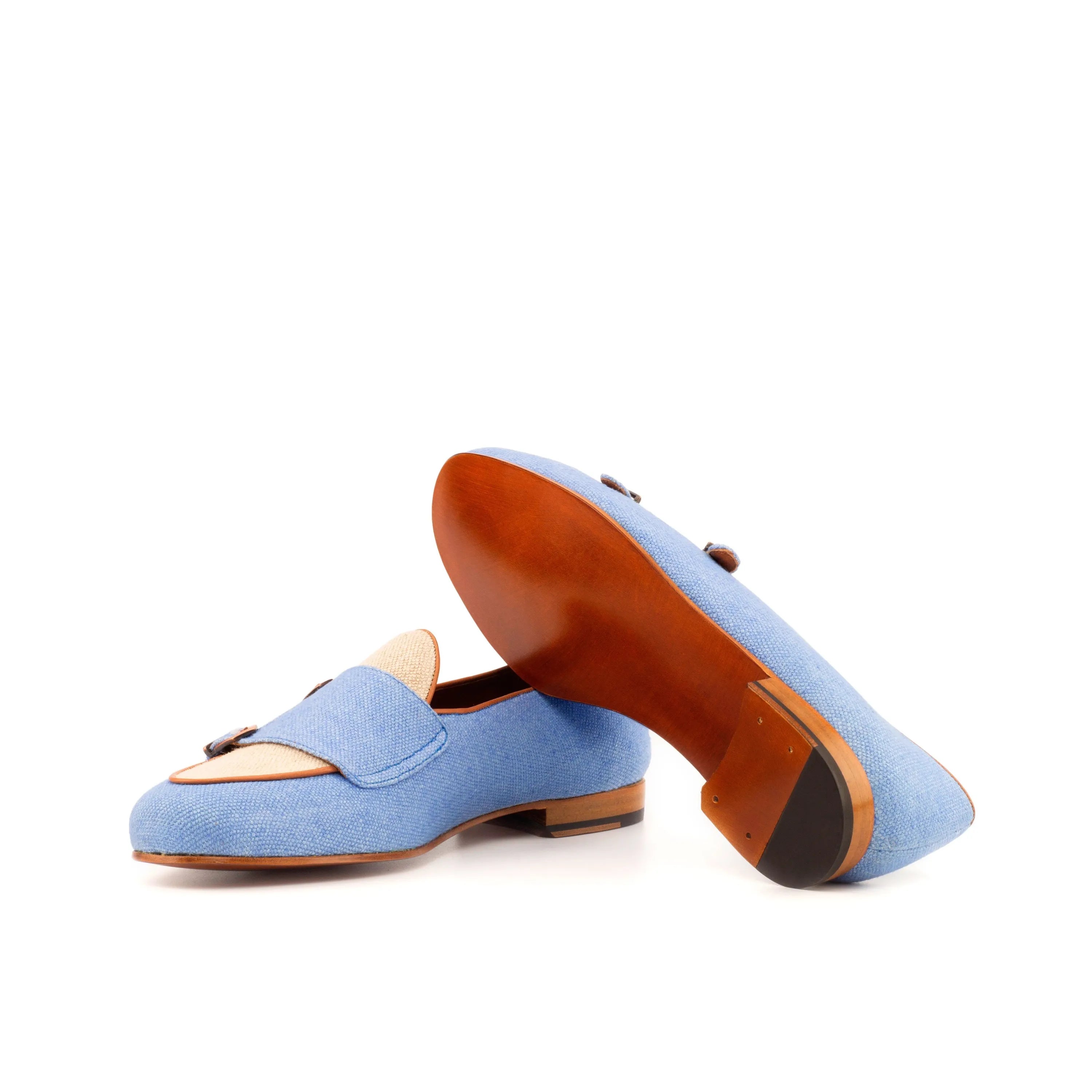 Light blue leather loafers from Marcodan Belgian Monk Slipper II collection