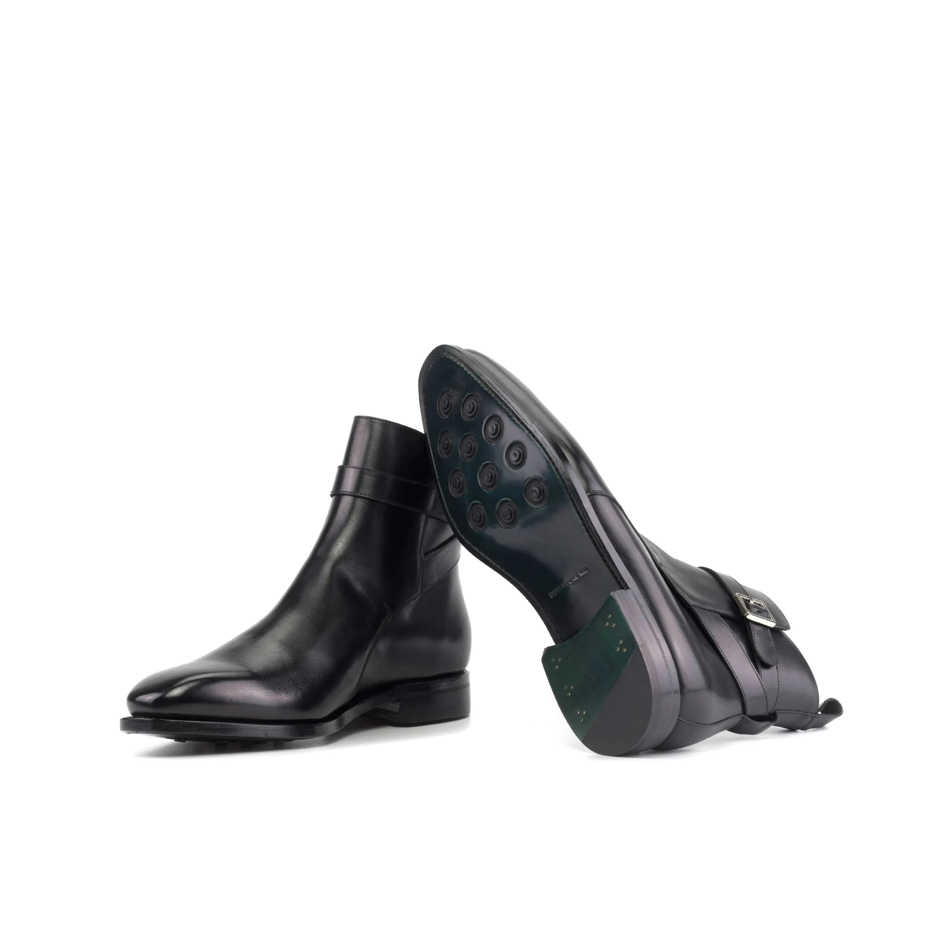Black leather monk strap boots from Martys Jodhpur Boots, perfect for stylish comfort