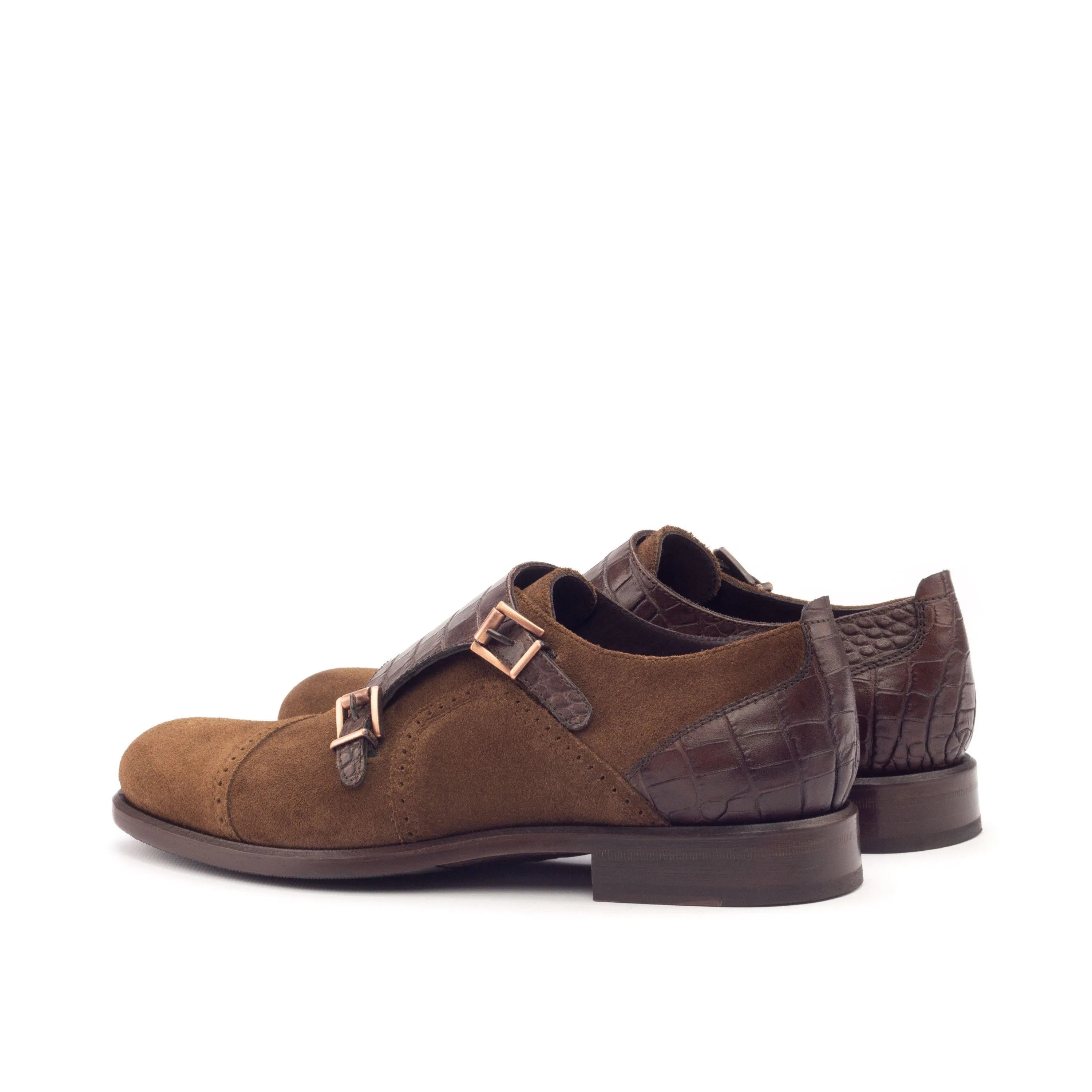 Brown leather double monk strap shoes from the Mary Woman Double Monk collection