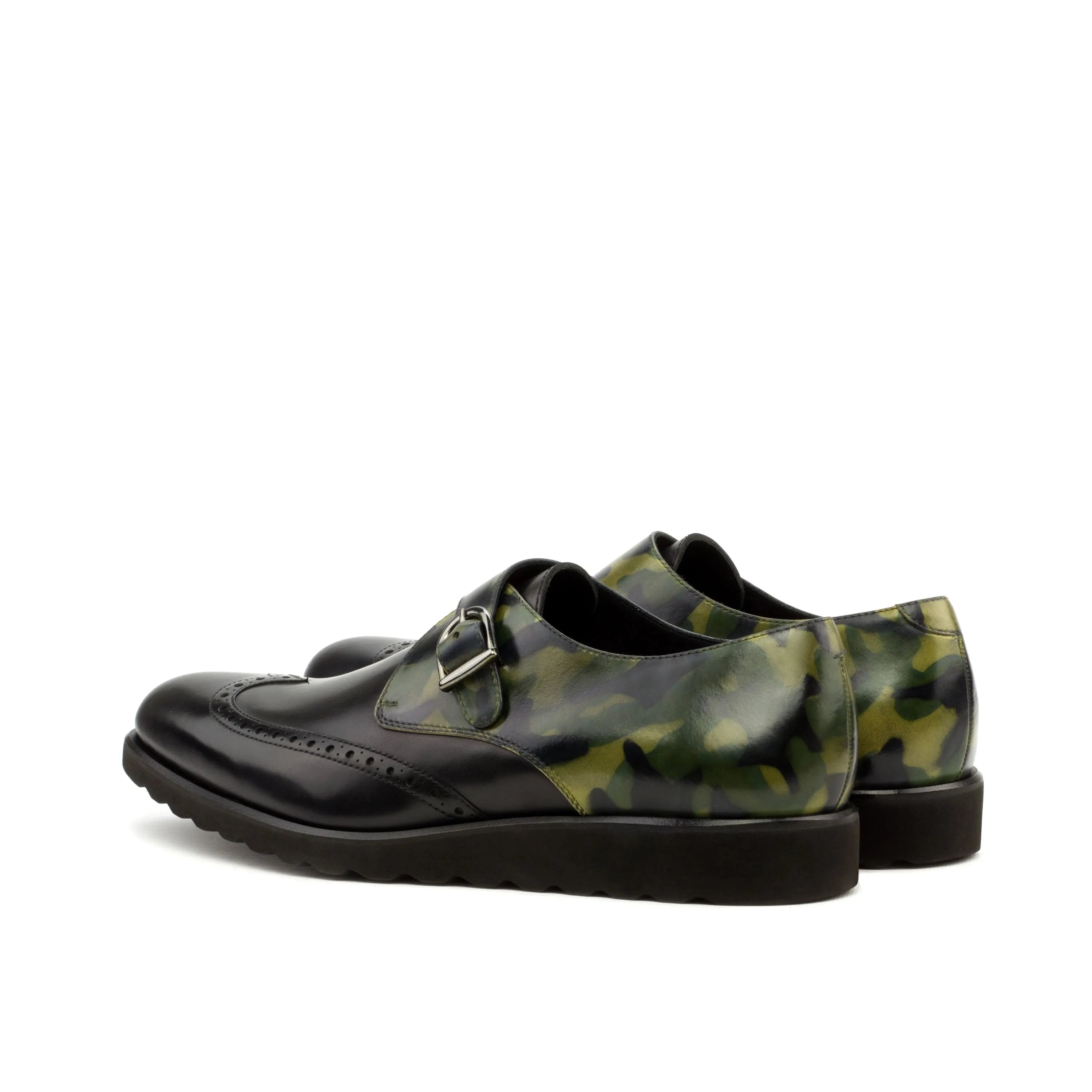 Camouflage-patterned Mason Patina Single Monk strap shoes for stylish fashion