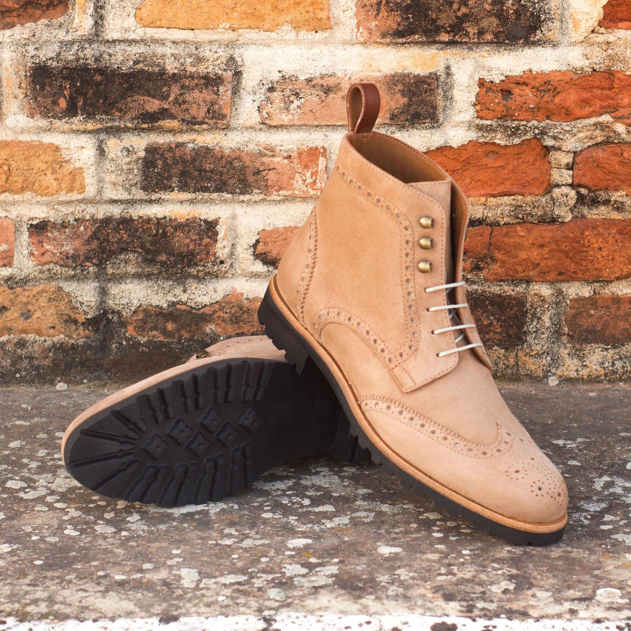 Tan leather wingtip boots from Mayas Ladies Military Brogue Boots II collection