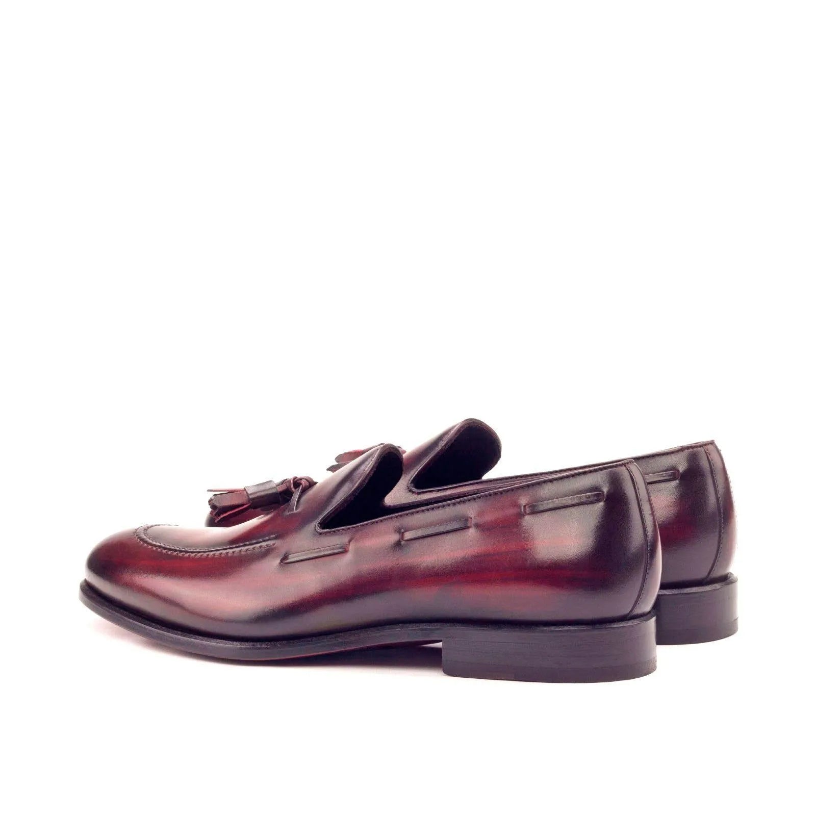 Burgundy leather tassel loafers, showcasing the elegance of MDF Patina Loafers