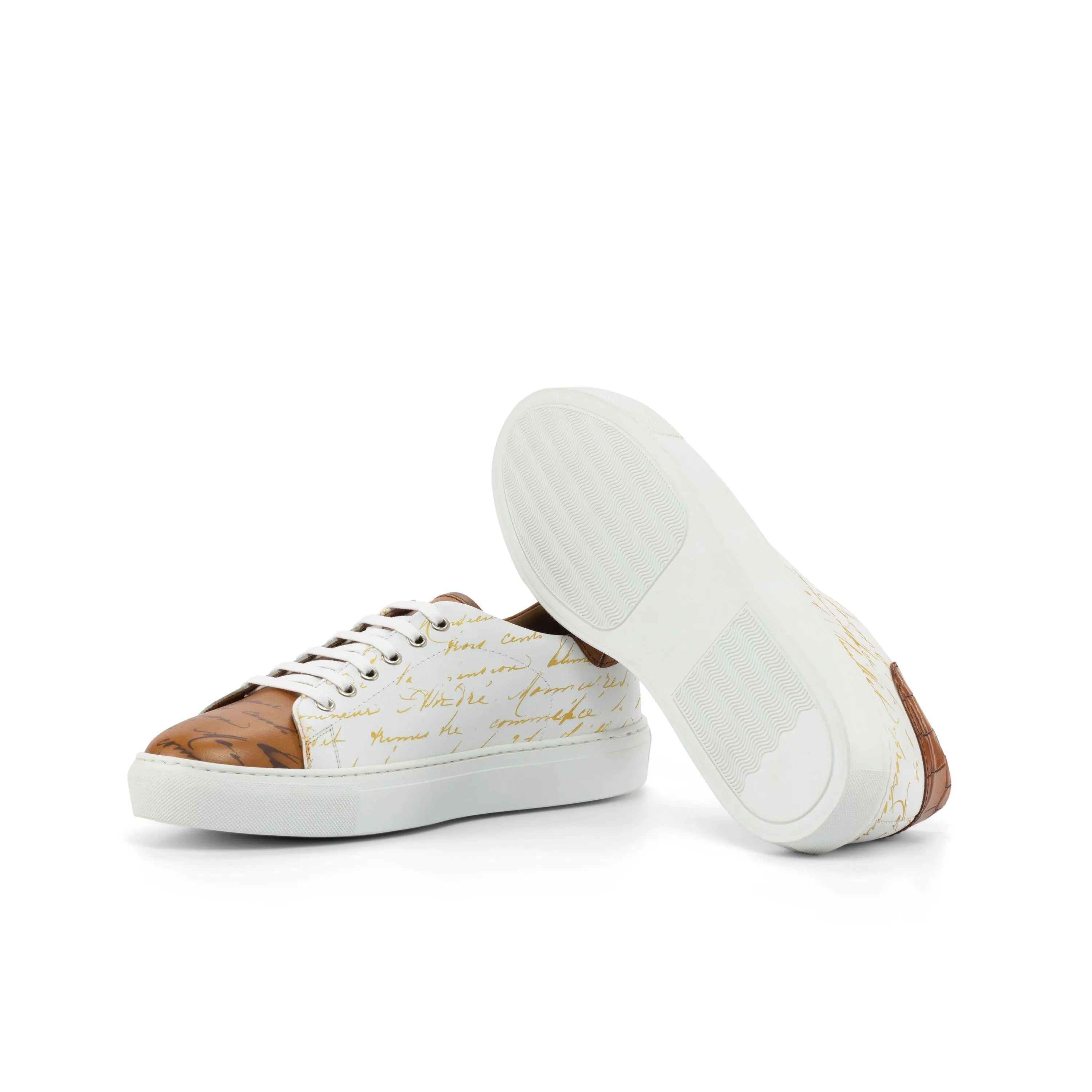 White and brown patterned Messenger Trainer Sneaker for stylish casual wear