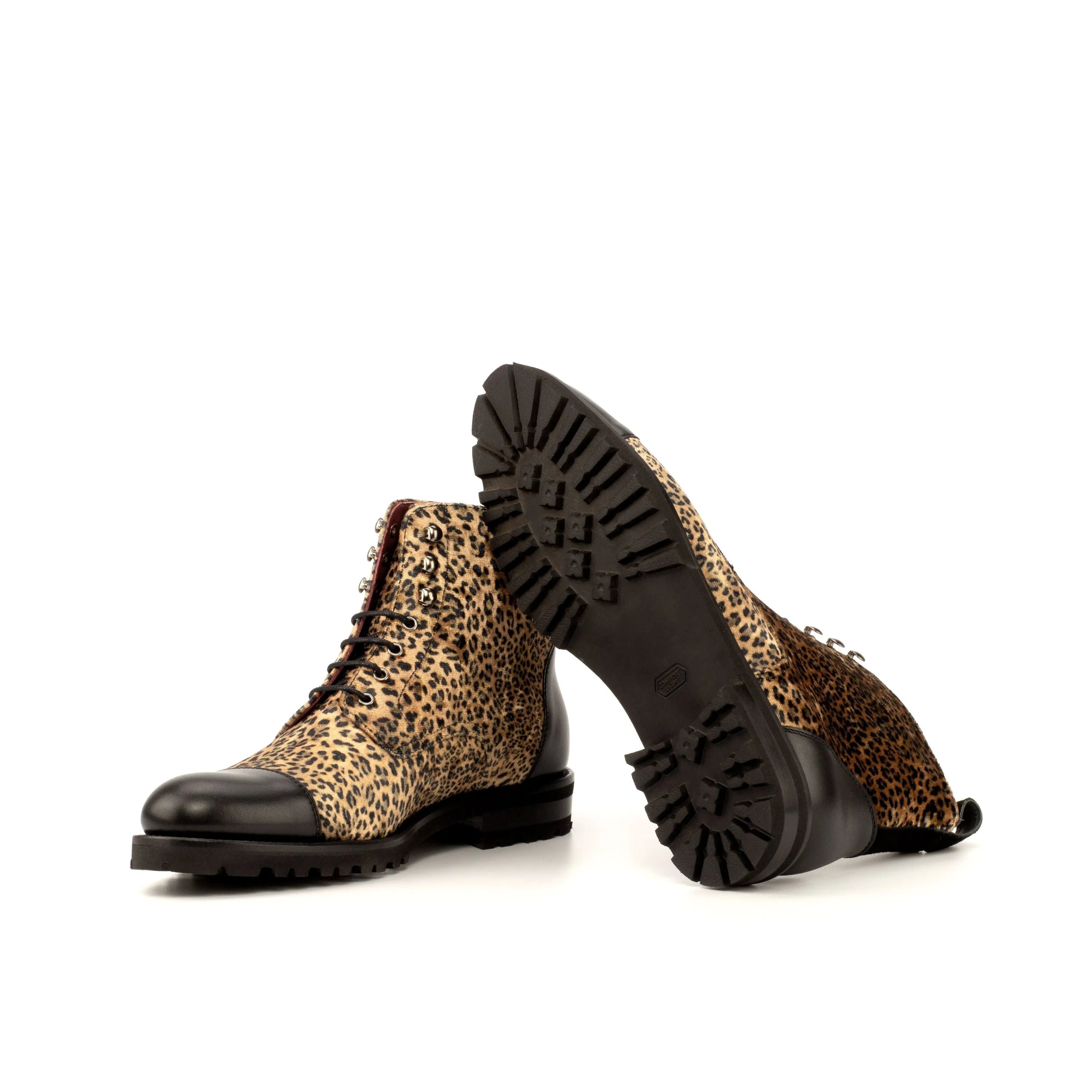 Leopard print leather Mona Ladies Captoe boots for stylish women’s footwear
