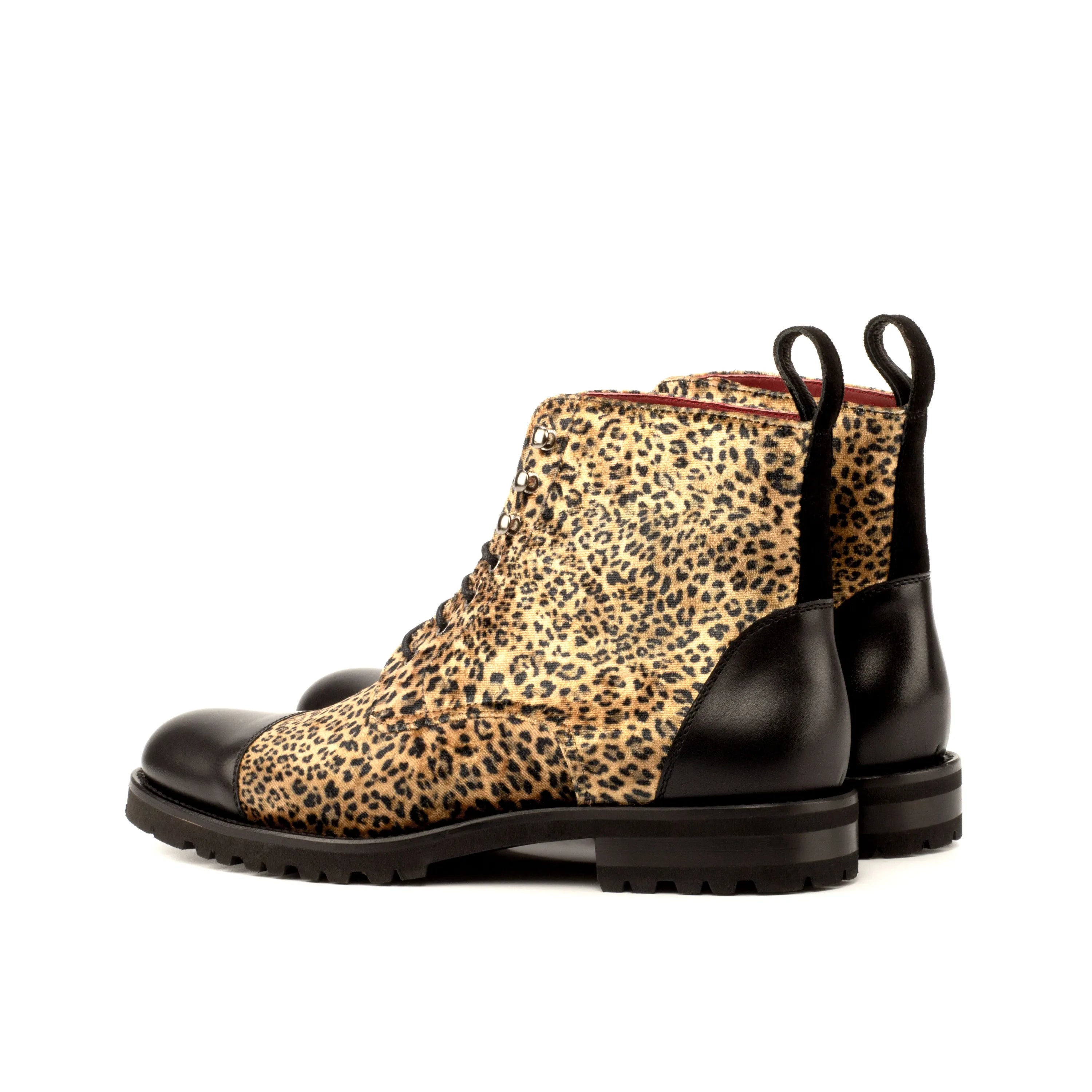 Leopard print leather Mona Ladies Captoe boots for stylish and trendy footwear