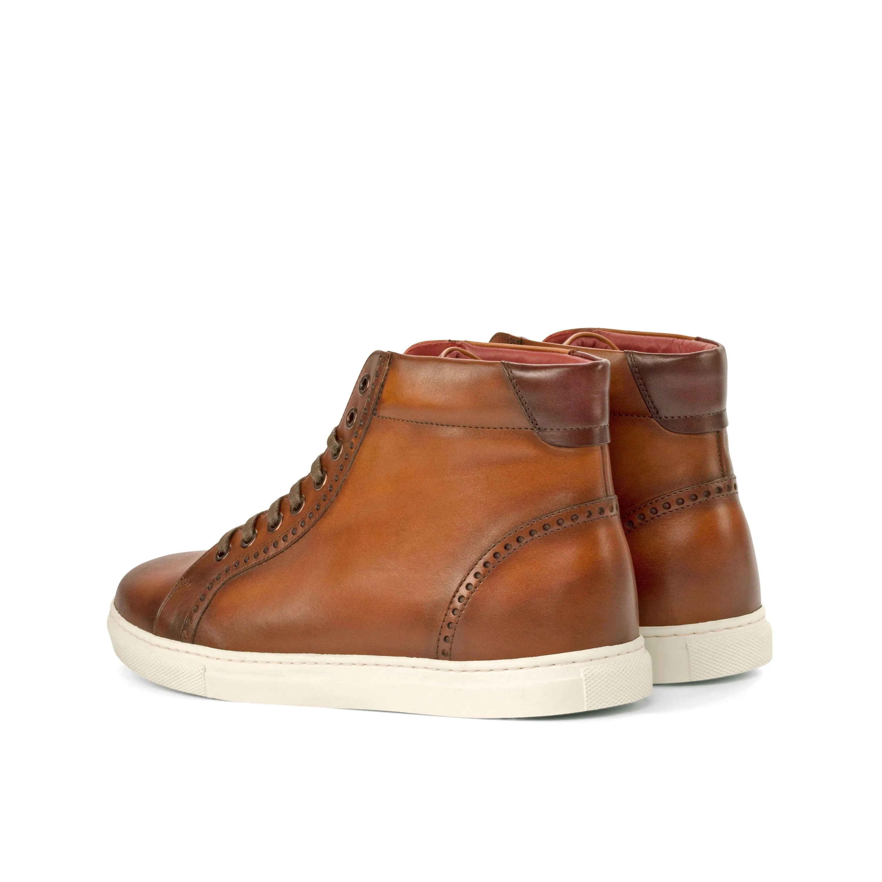 Brown leather high-top Moon High Kicks Sneakers II featuring painted calf design