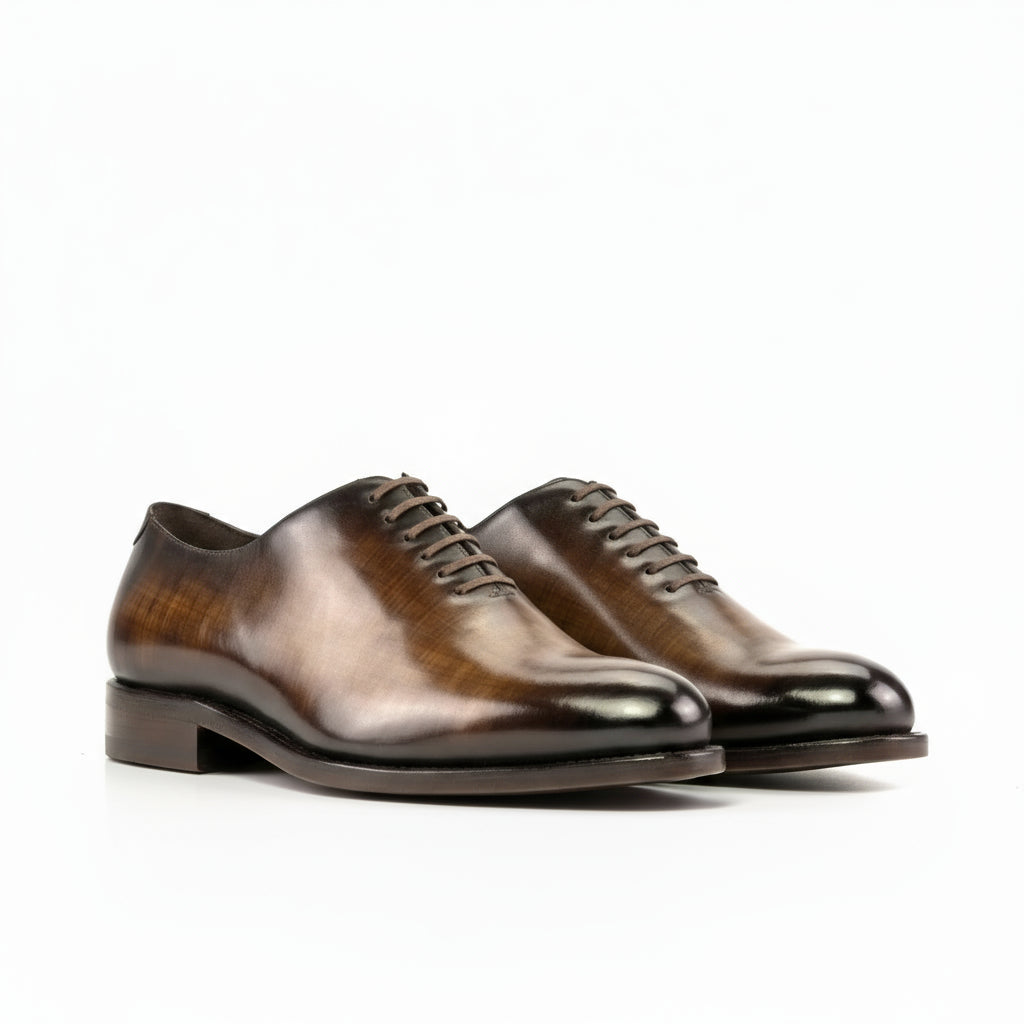 Pair of brown leather Mozart Patina Wholecut shoes for formal occasions
