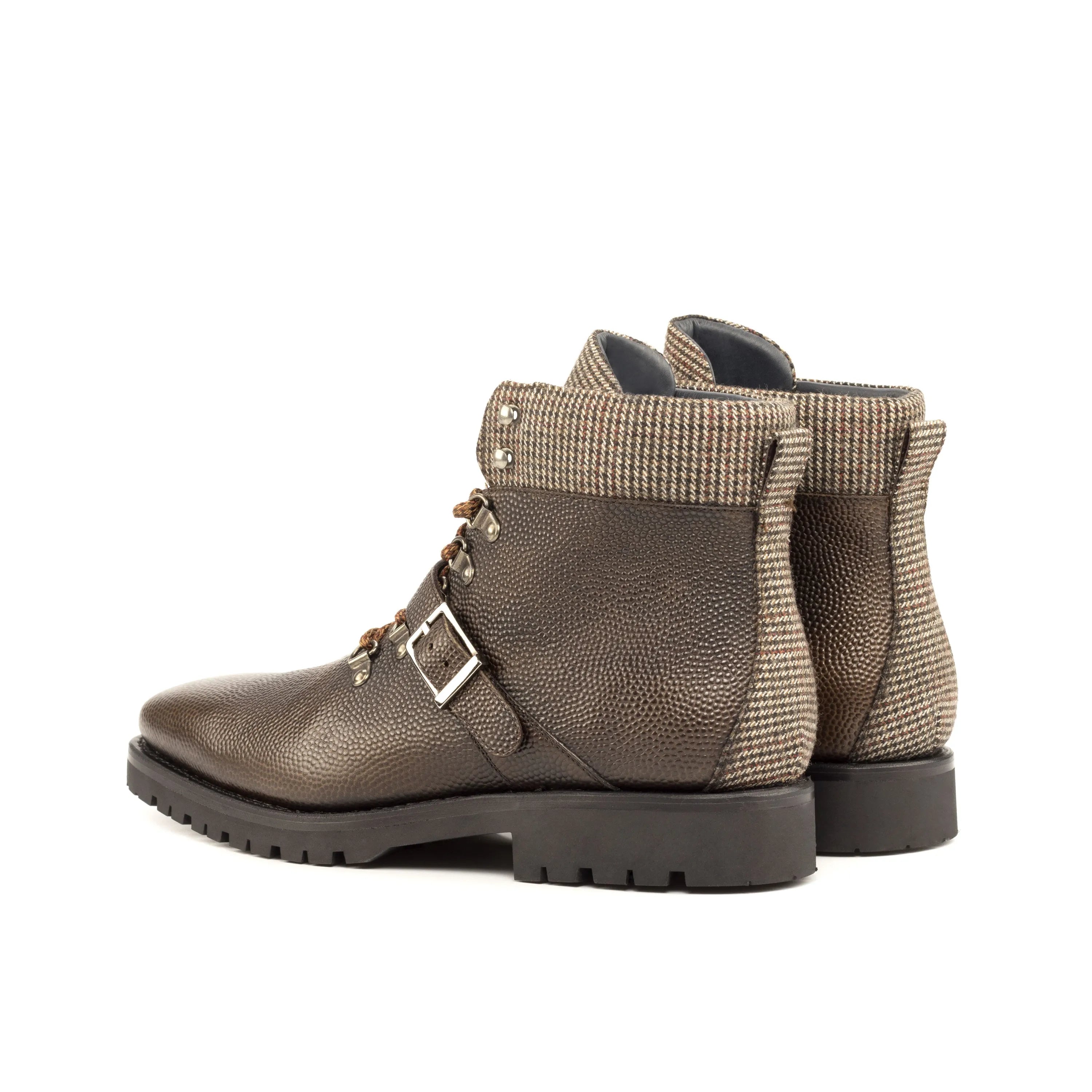 Brown leather and tweed Nadain Hiking Boots designed for comfort and durability