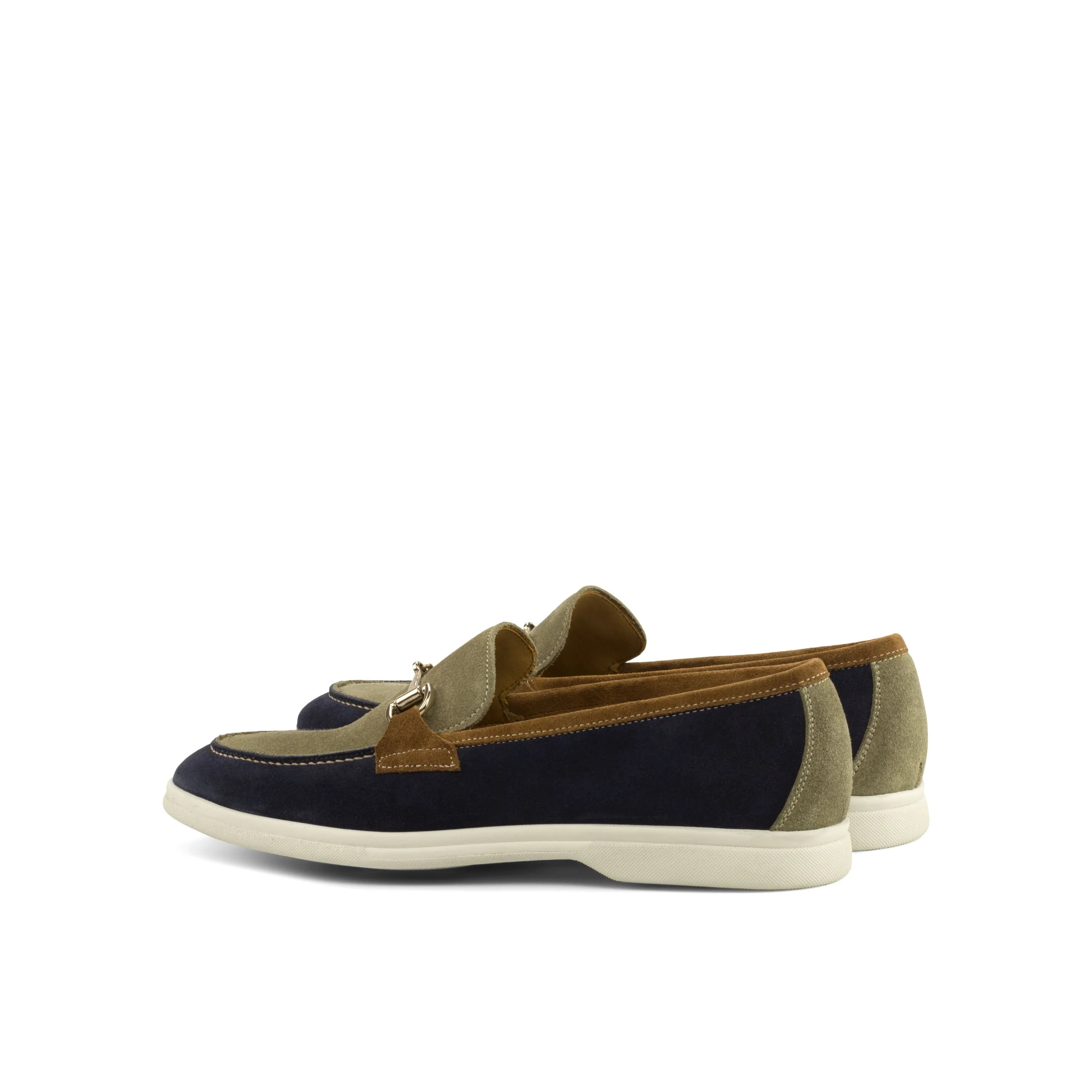 Two-tone leather loafers from Nikki Moc Flex, featuring unlined suede leather design
