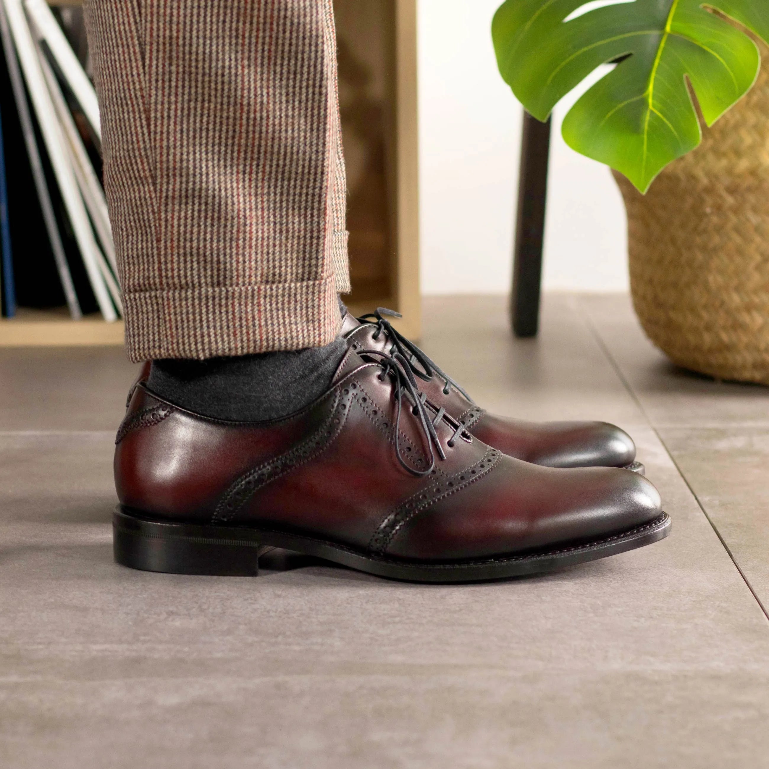 Burgundy leather Saddle Shoes from Noble Saddle, showcasing elegance and style