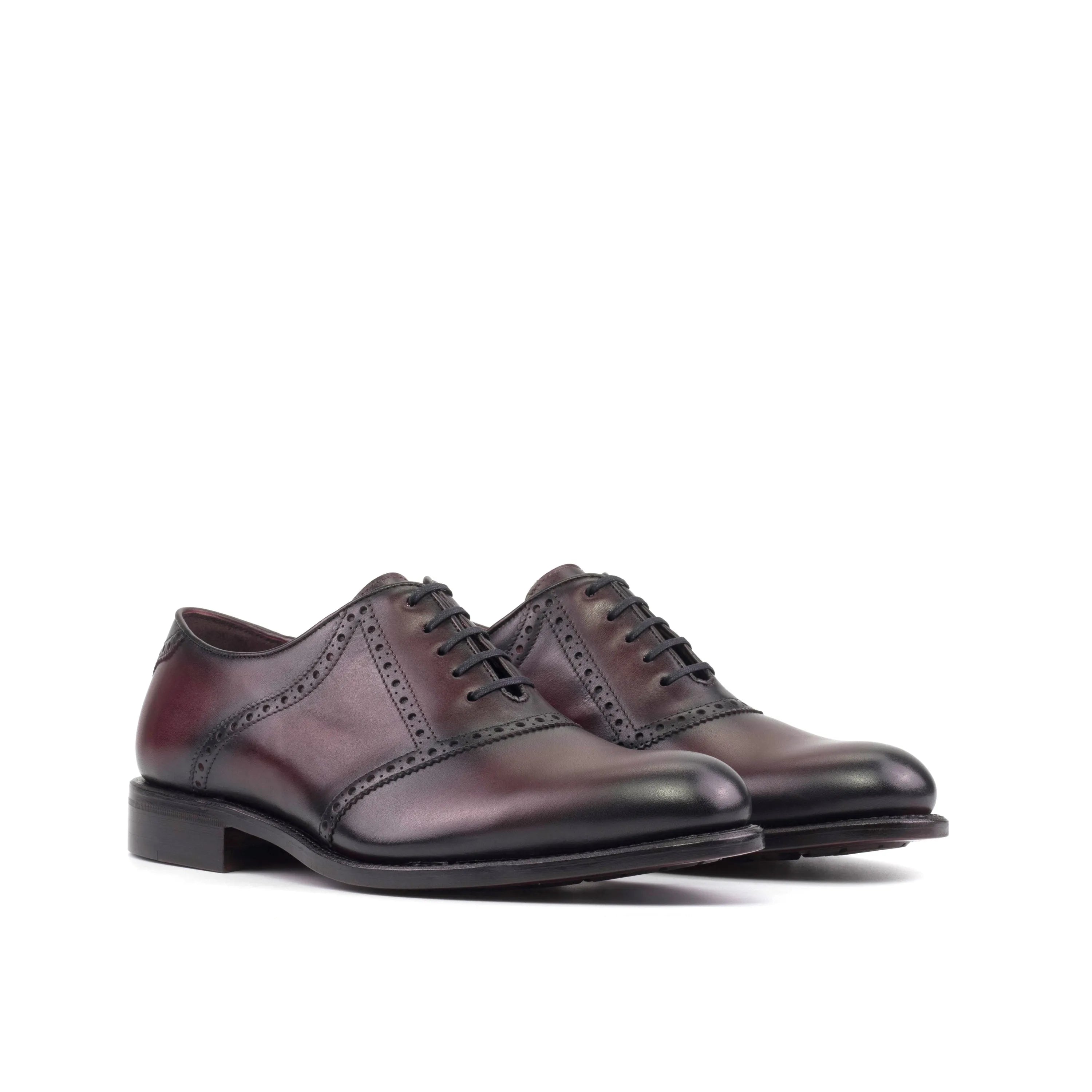 Burgundy leather Noble Saddle Shoes showcasing classic elegance and craftsmanship