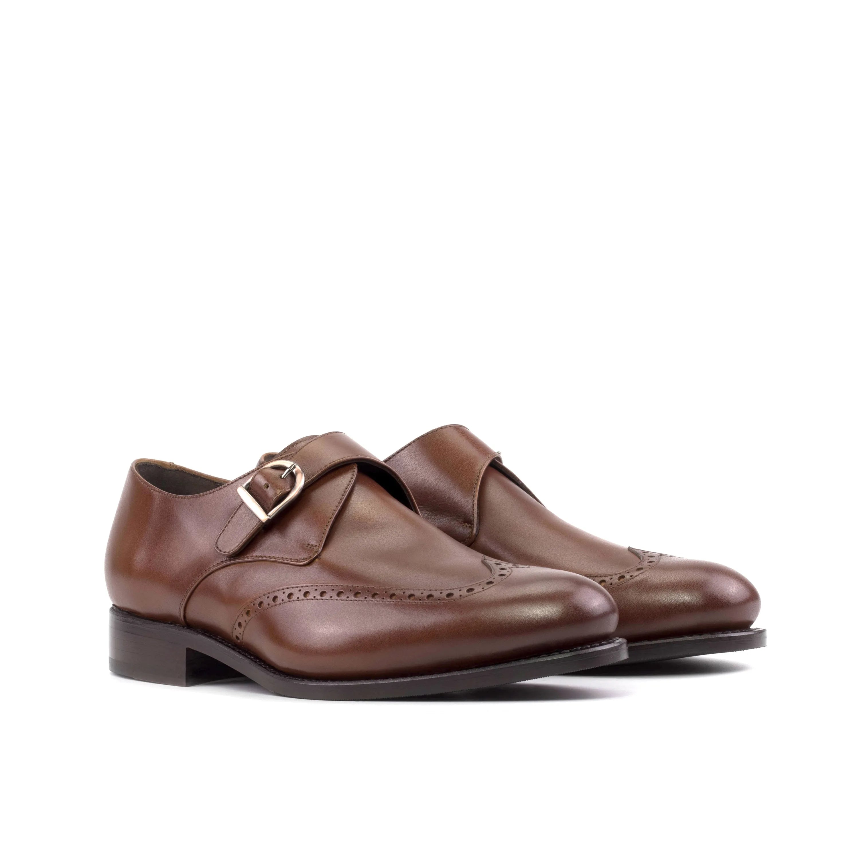 Brown leather monk strap shoes from Noble Single Monk, ideal for business days in the fast lane