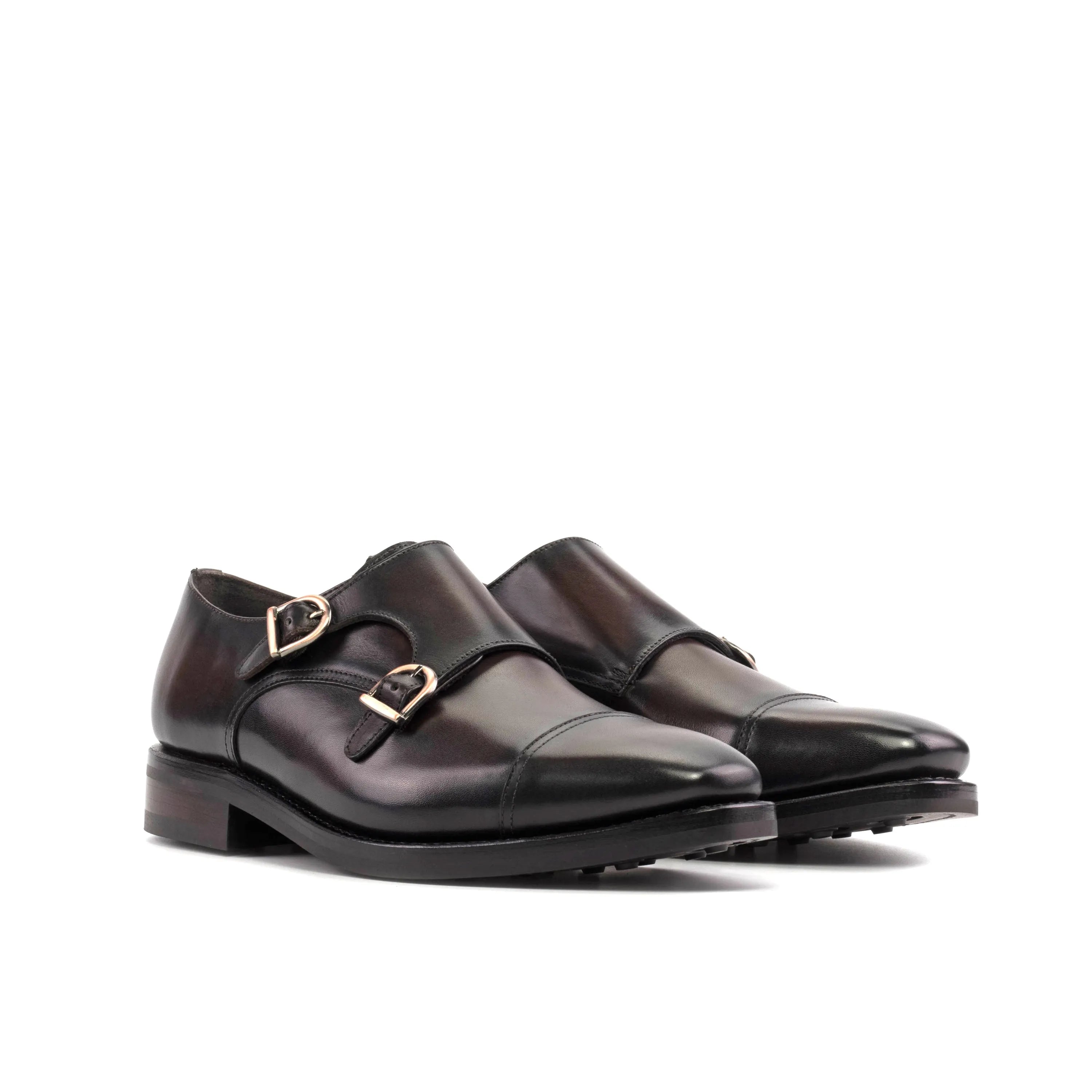 Pair of brown leather double monk strap shoes from the Nobleman Double Monk collection