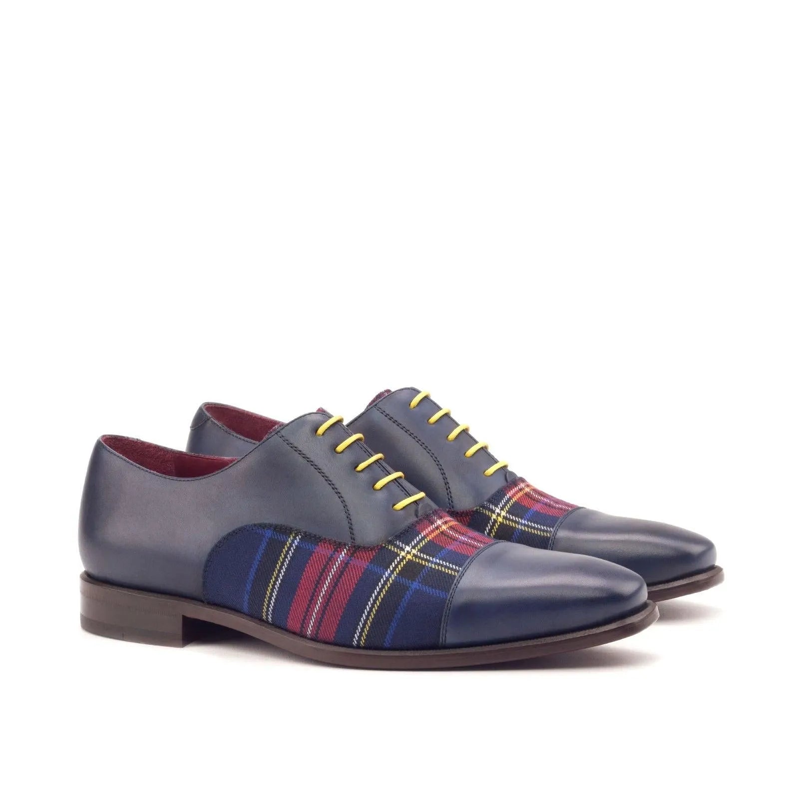 Blue leather and plaid Oliver Oxford Shoes for a stylish and sophisticated look