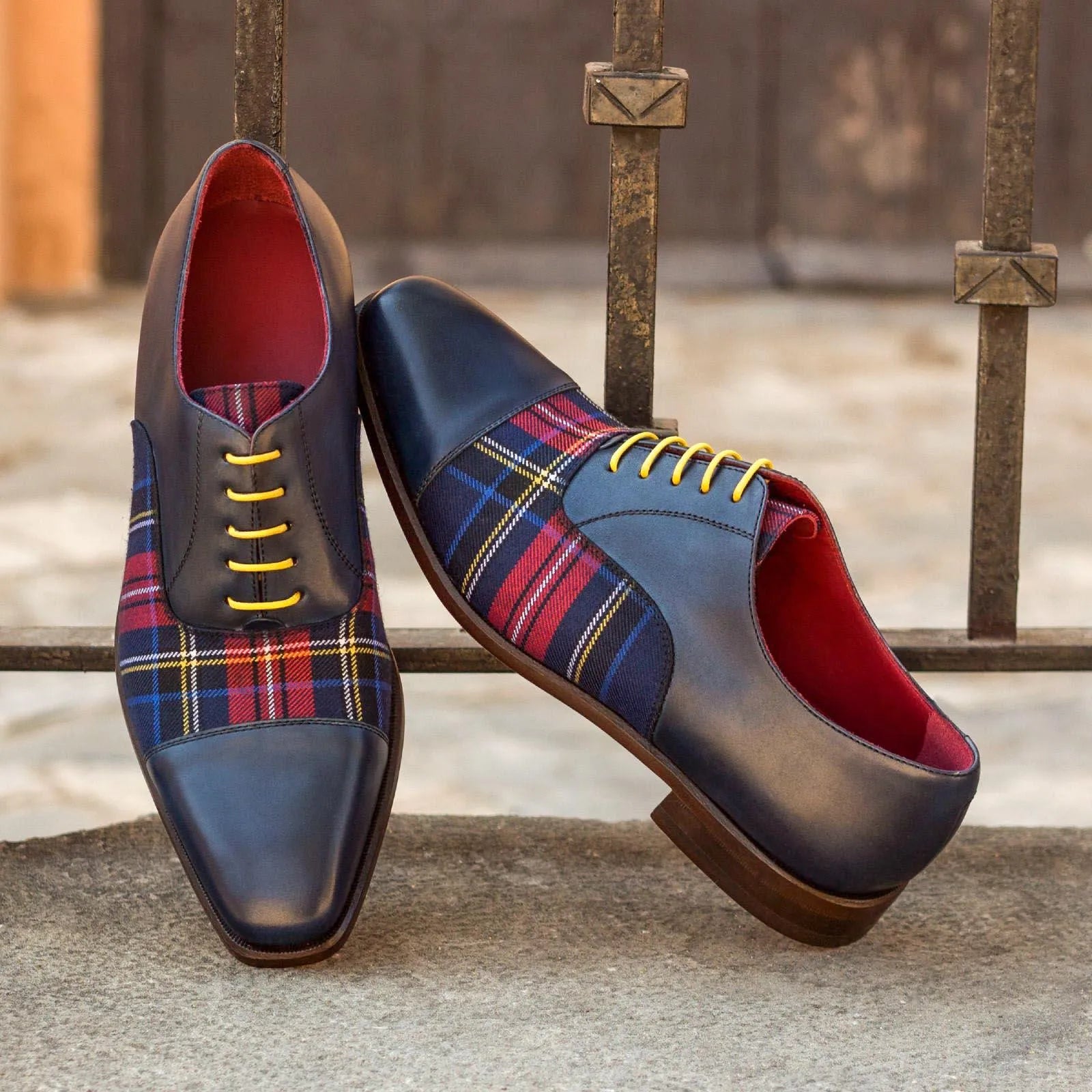 Navy and plaid Oliver Oxford Shoes for a stylish and sophisticated look