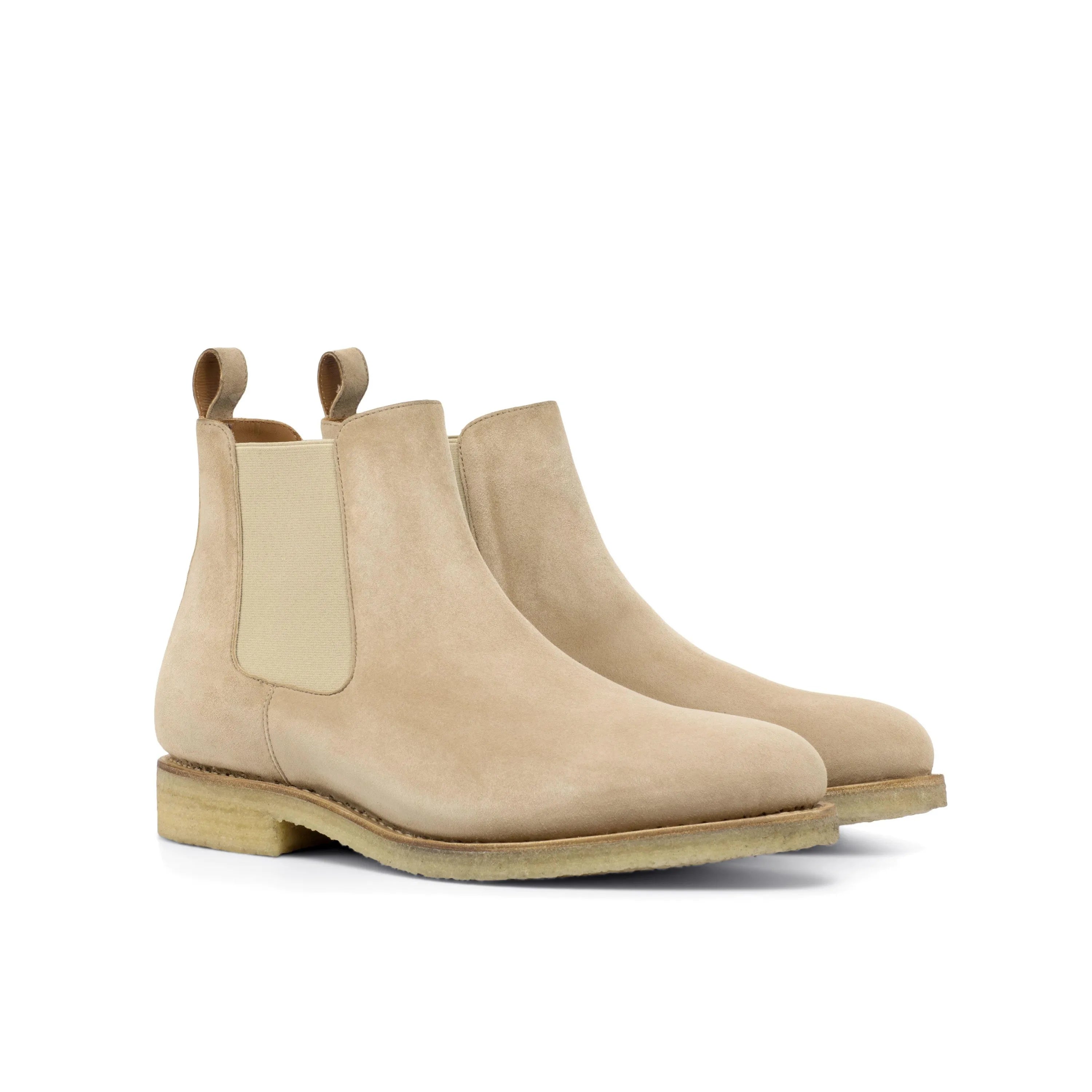 Beige suede Omaha Chelsea Boot showcasing a stylish and versatile design