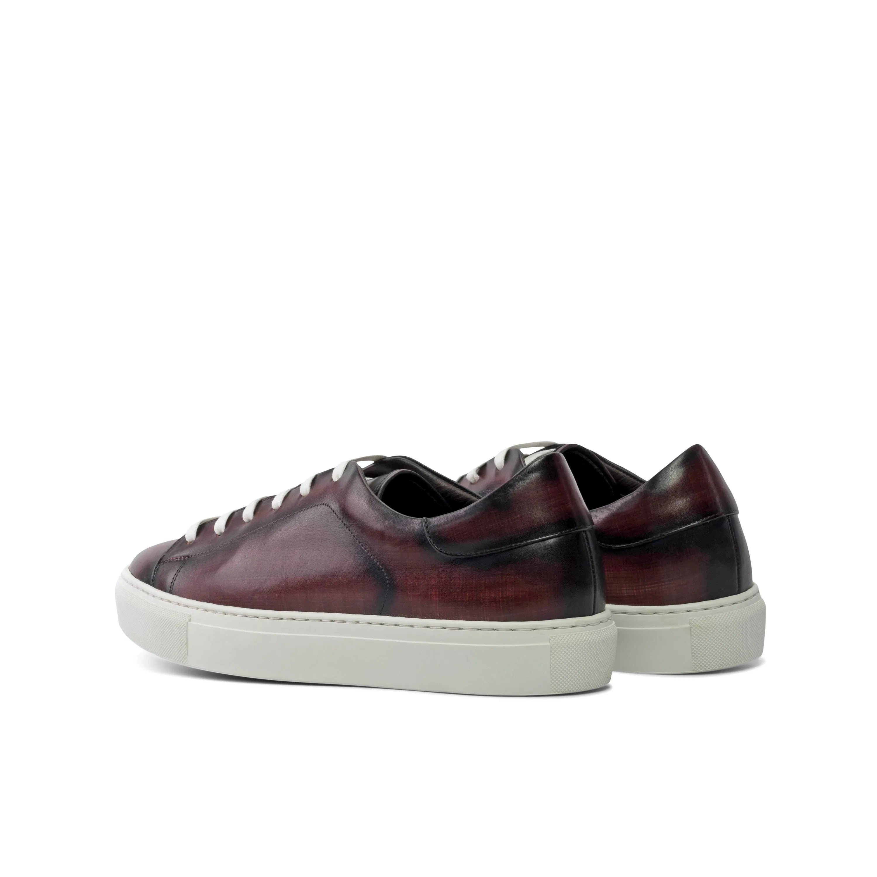 Burgundy leather Orion Trainer Patina sneakers featuring a stylish cupsole design
