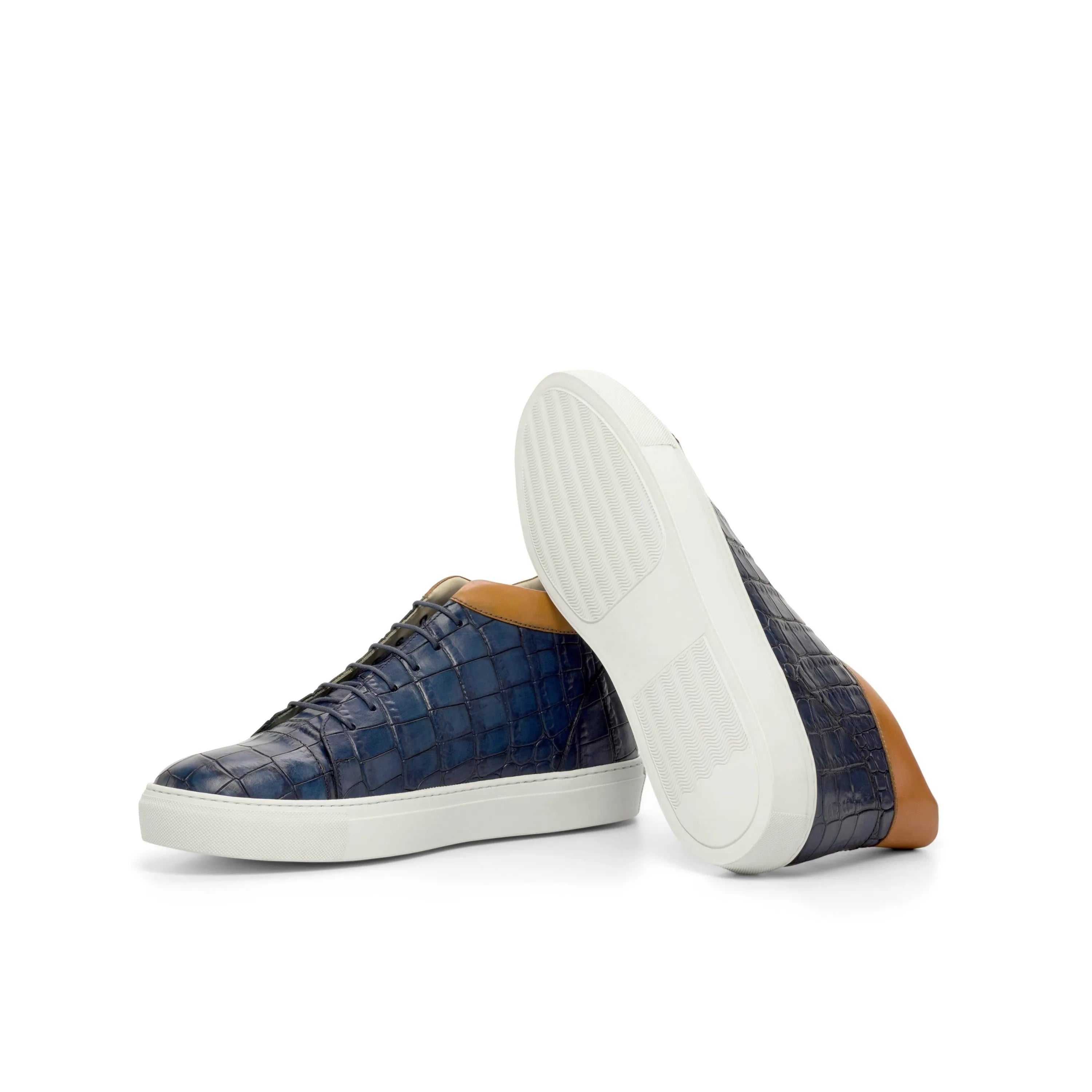 Blue leather high-top P81 High Kicks Sneakers for stylish comfort and support