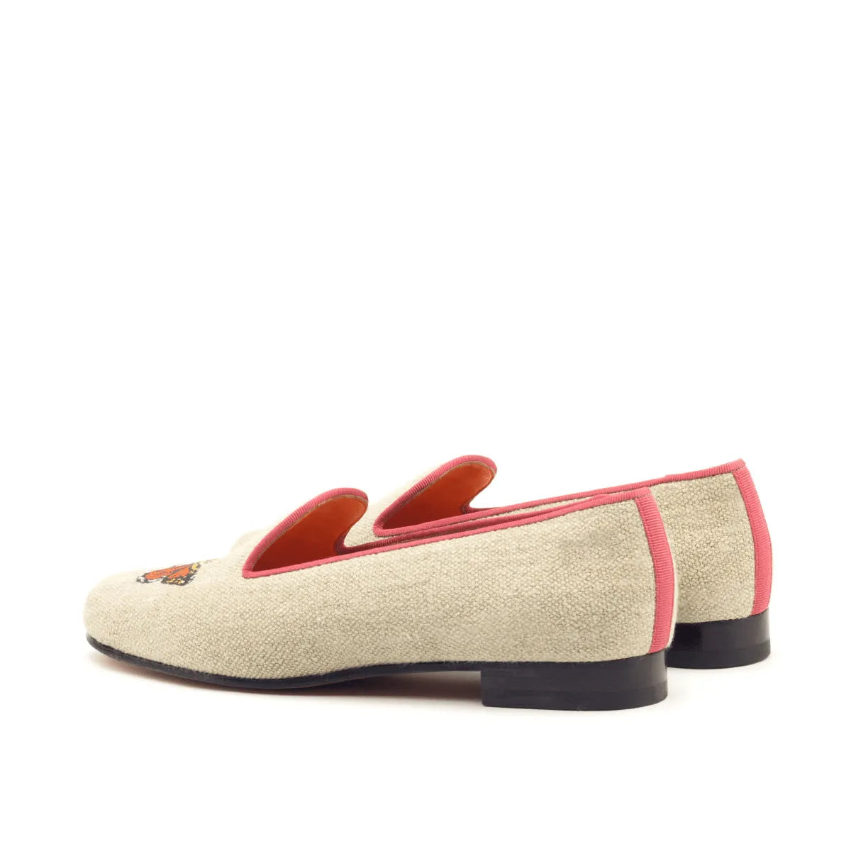 Beige and pink embroidered loafers from the Parks Audrey Slipper collection