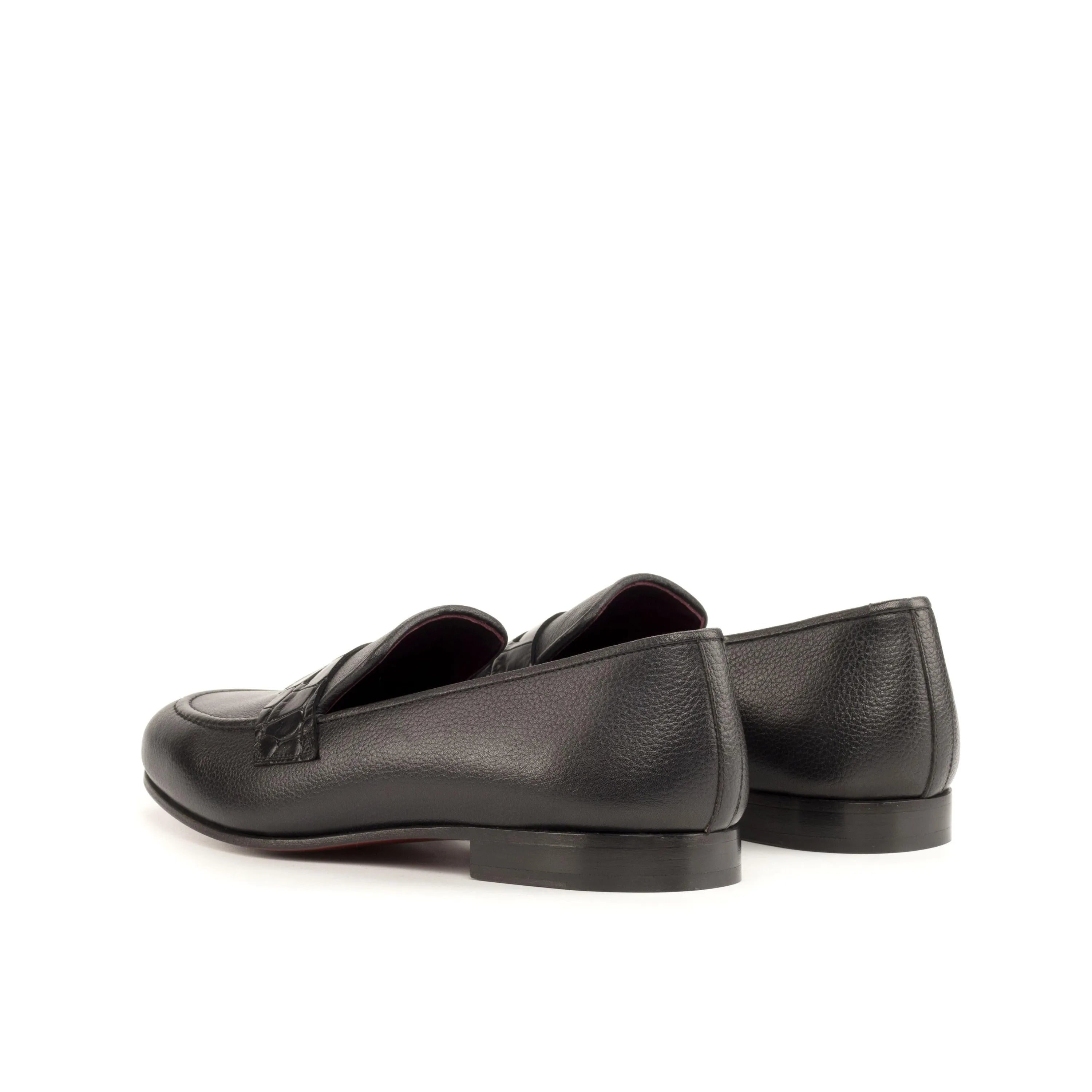 Black leather loafers, Patron Wellington slip on, ideal for formal and casual occasions