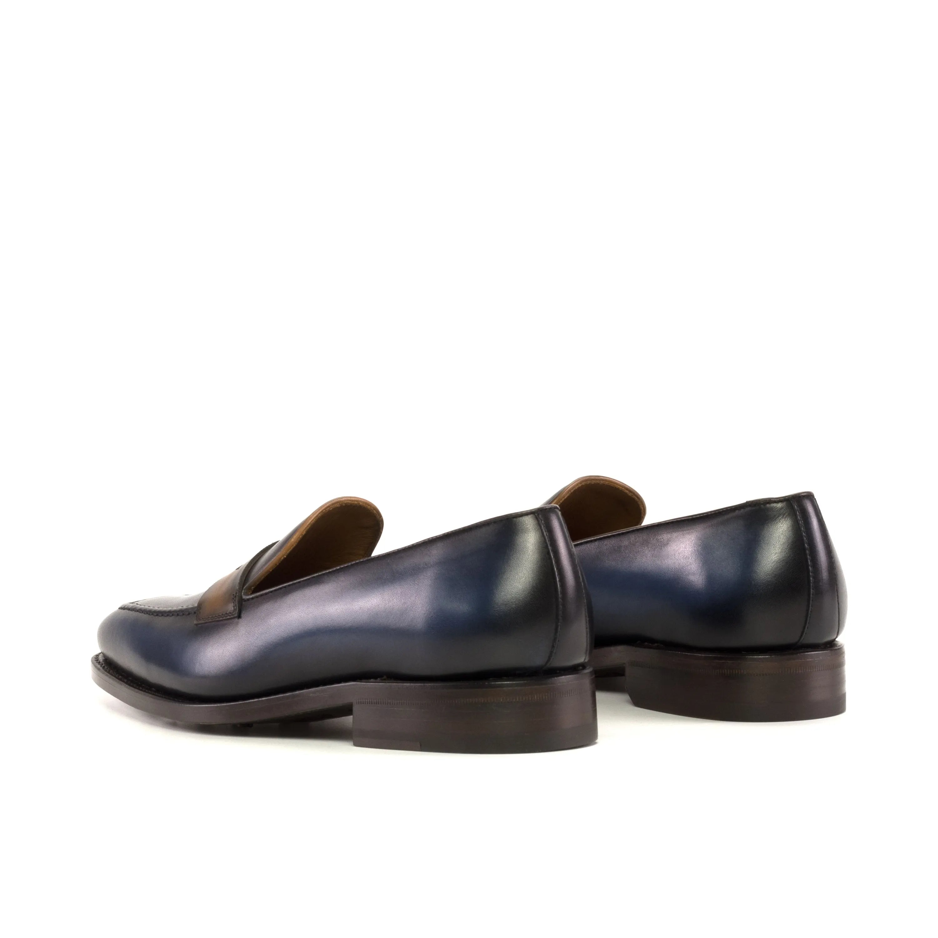 Paule Loafers in blue leather, luxury bespoke shoes for men crafted from painted calf