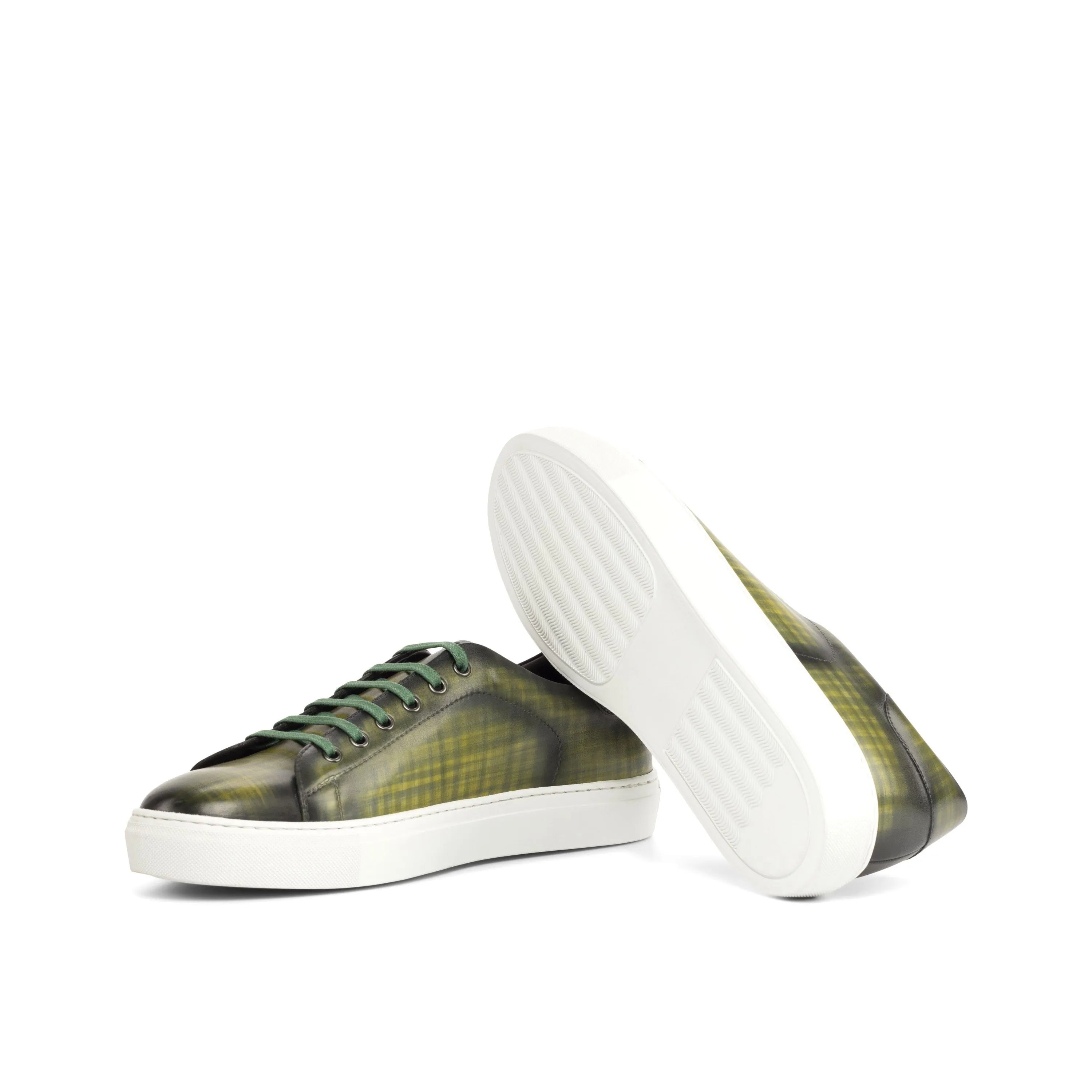Green leather Pauli Trainer Patina Sneakers with white cupsole design for stylish comfort