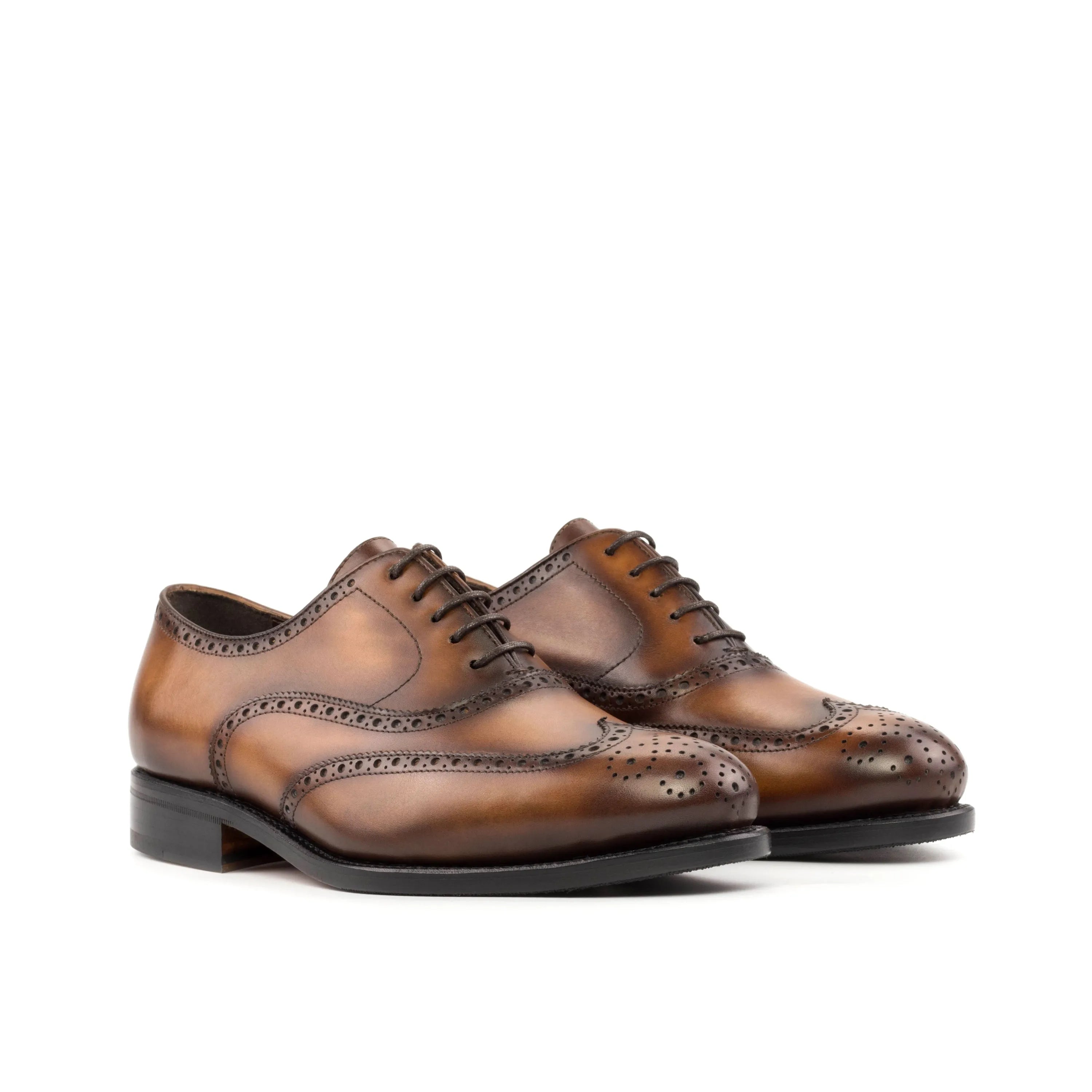 Brown leather wingtip dress shoes, Pawl full brogue shoes for the fast lane