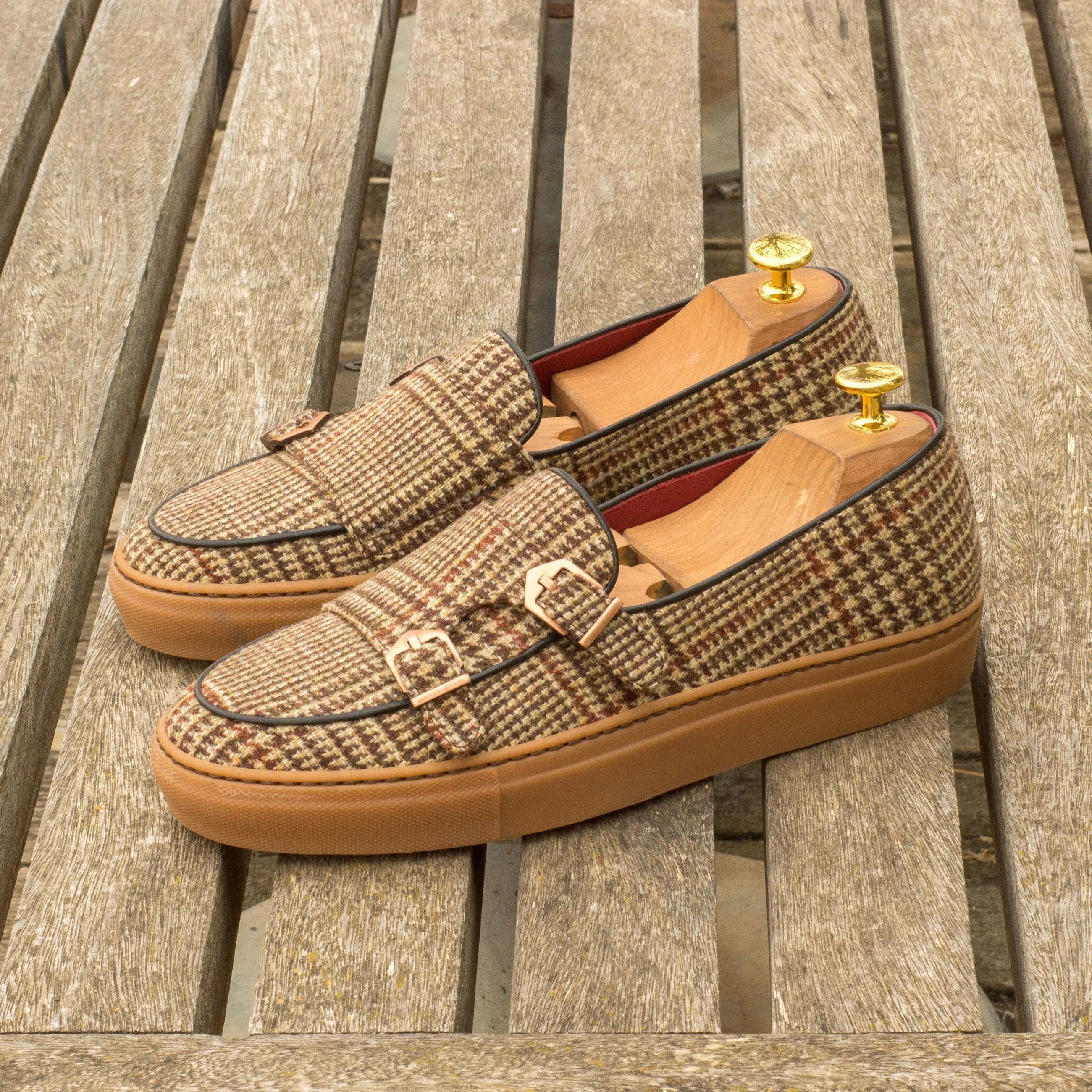 Tweed Paz Monk Sneaker featuring stylish double monk strap design for modern trainer sneakers
