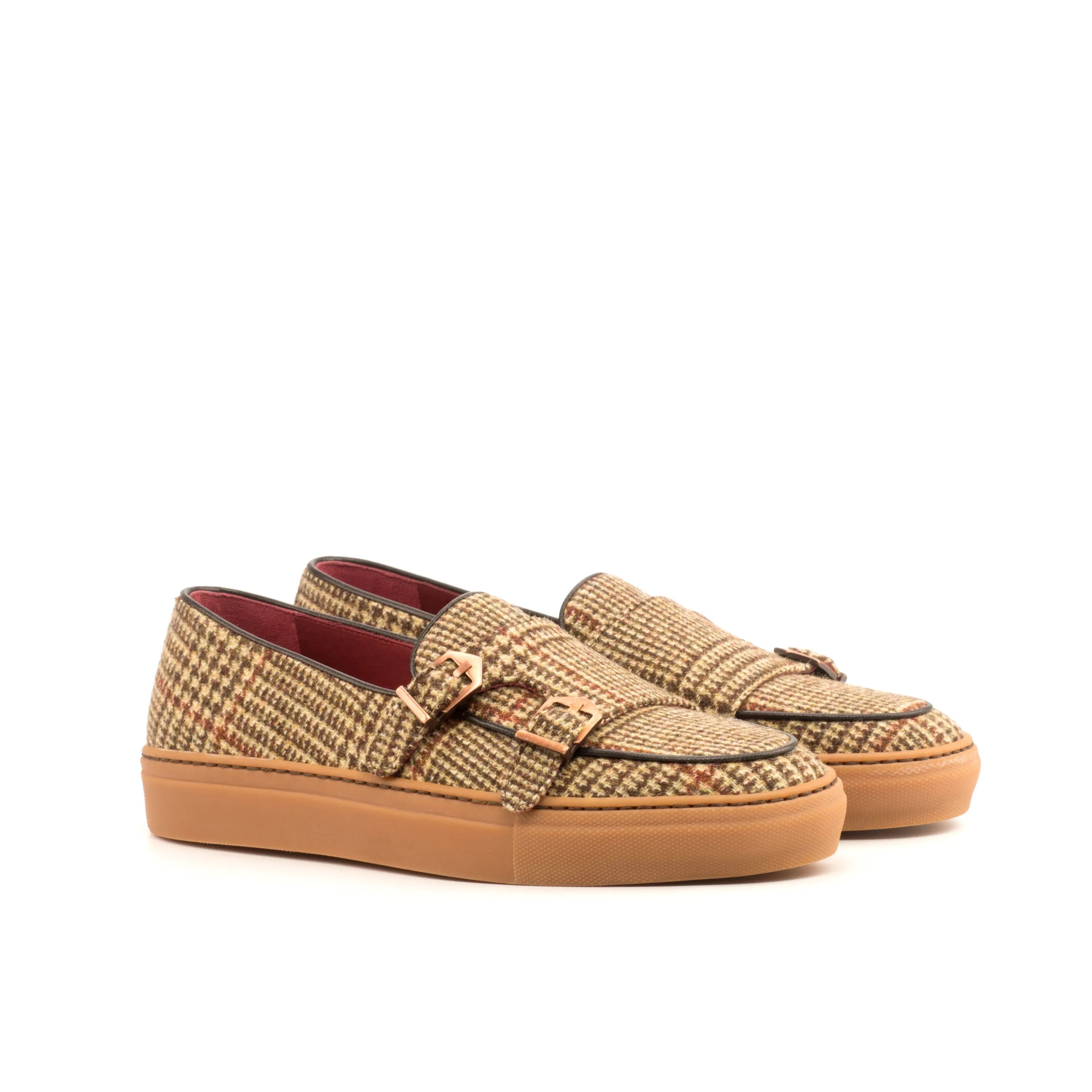 Tweed Paz Monk Sneaker featuring stylish double monk strap design for casual elegance