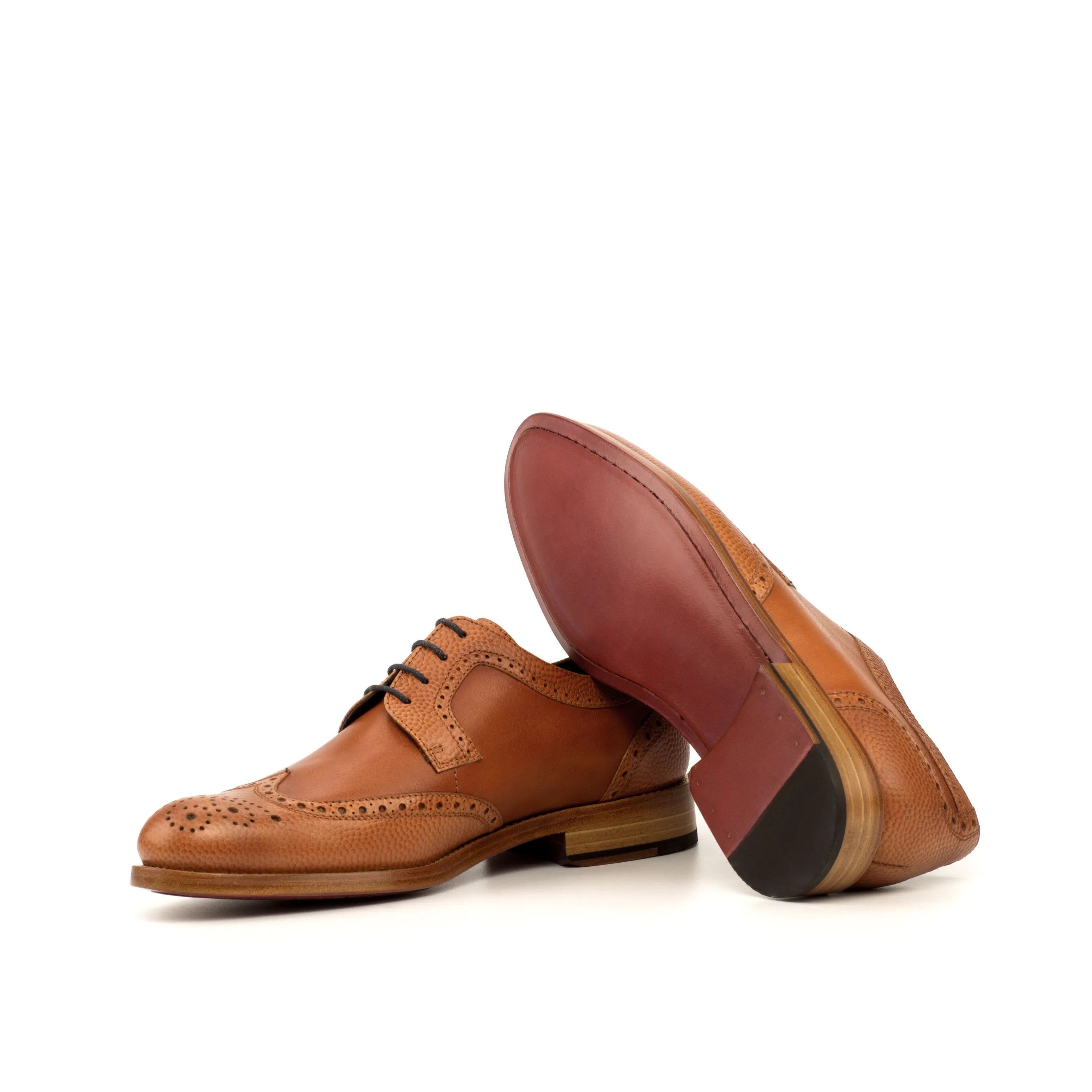 Pair of brown leather dress shoes from the Perla Ladies Derby Wingtip collection