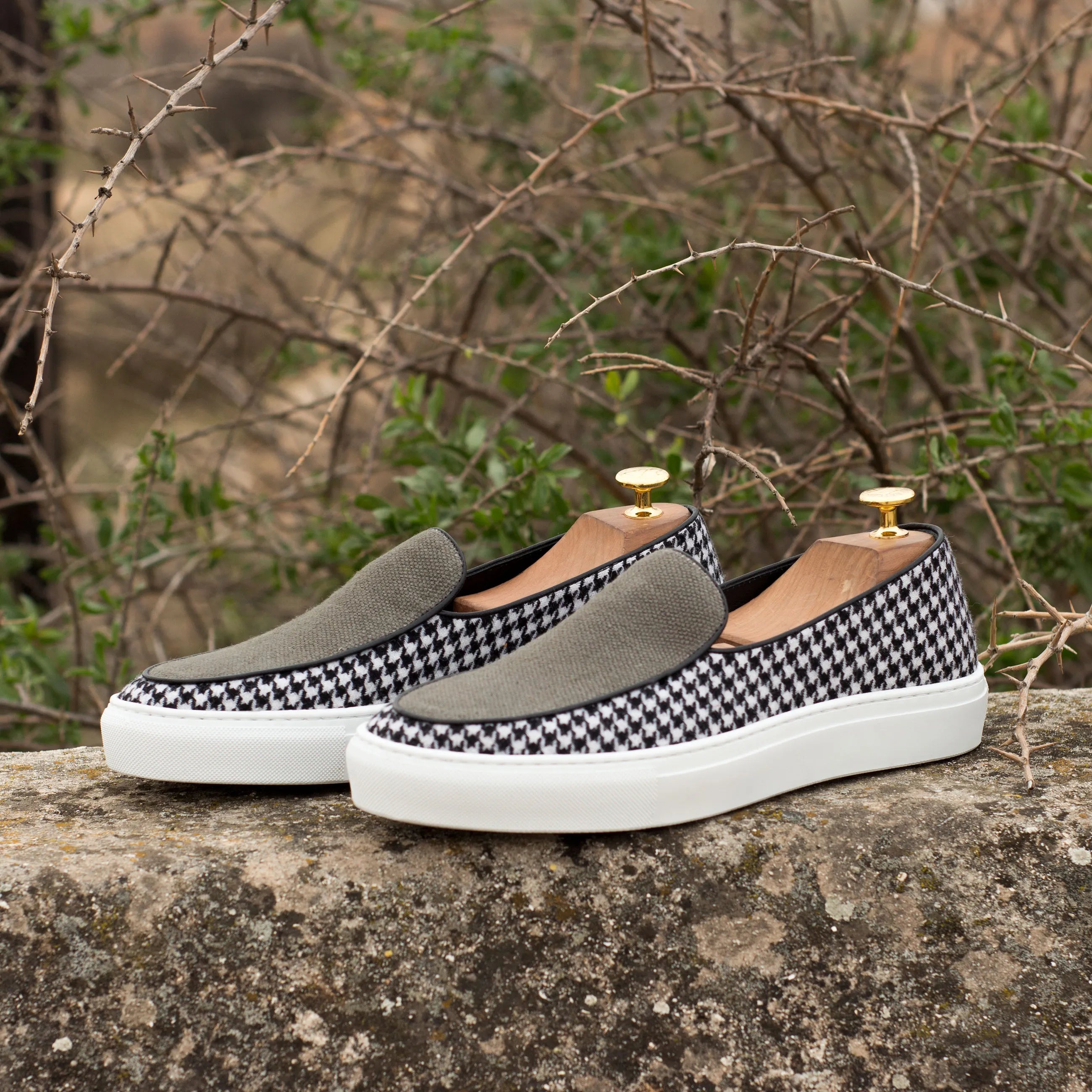 Houndstooth slip-on Proctor Belgian sneaker showcasing stylish footwear design