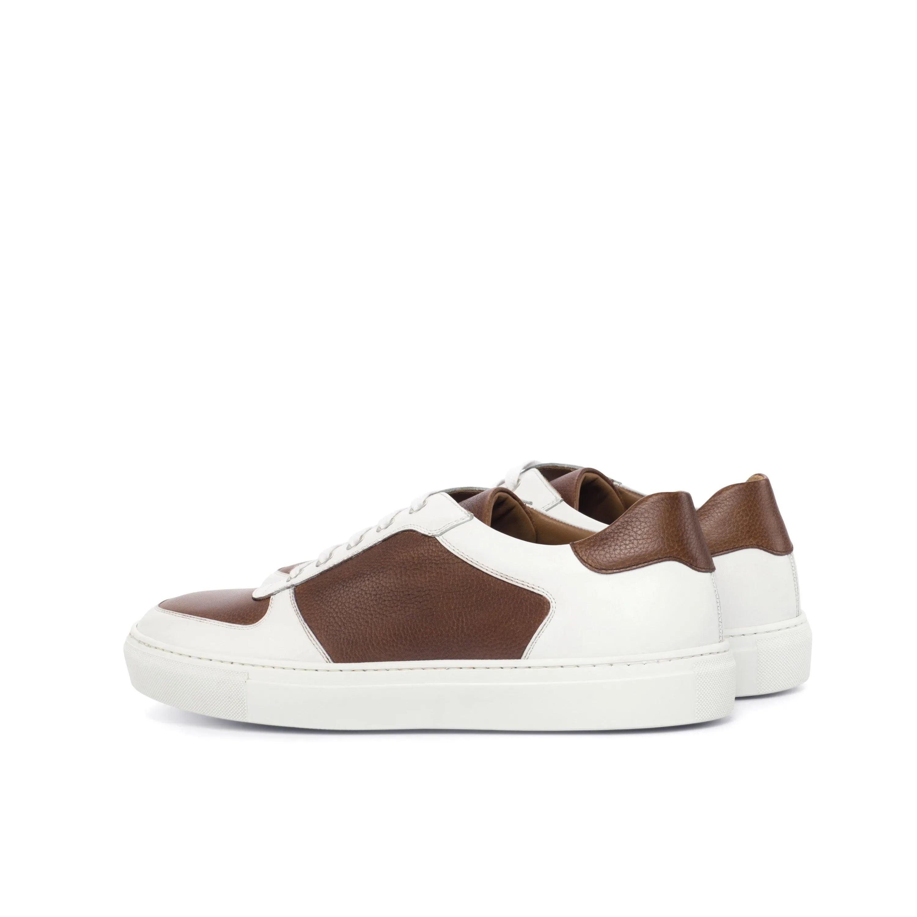 Brown and white leather R51 Low Top Sneakers, stylish luxury bespoke shoes for men