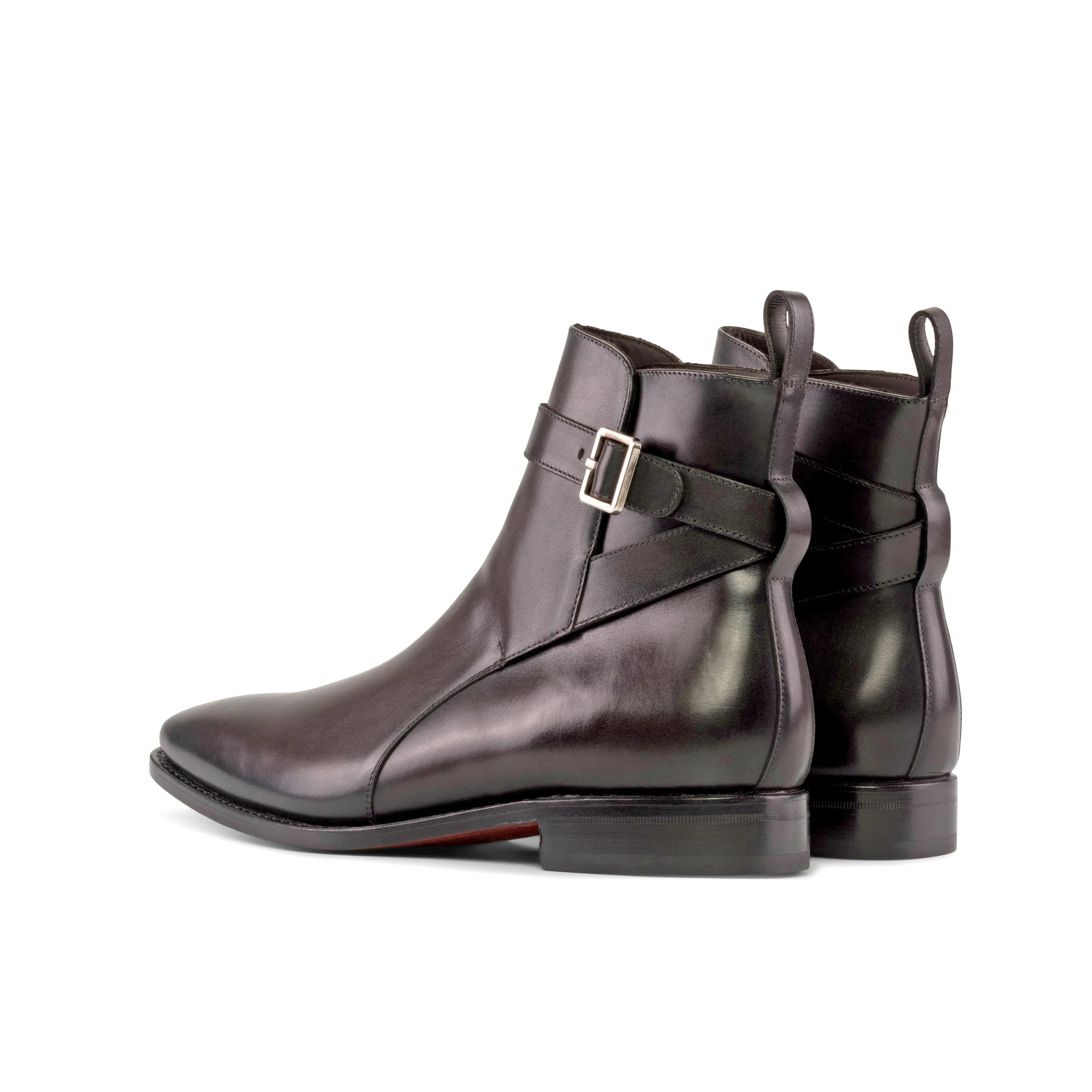 Black leather ankle boots with buckle, ideal as stylish Rain Jodhpur Boots