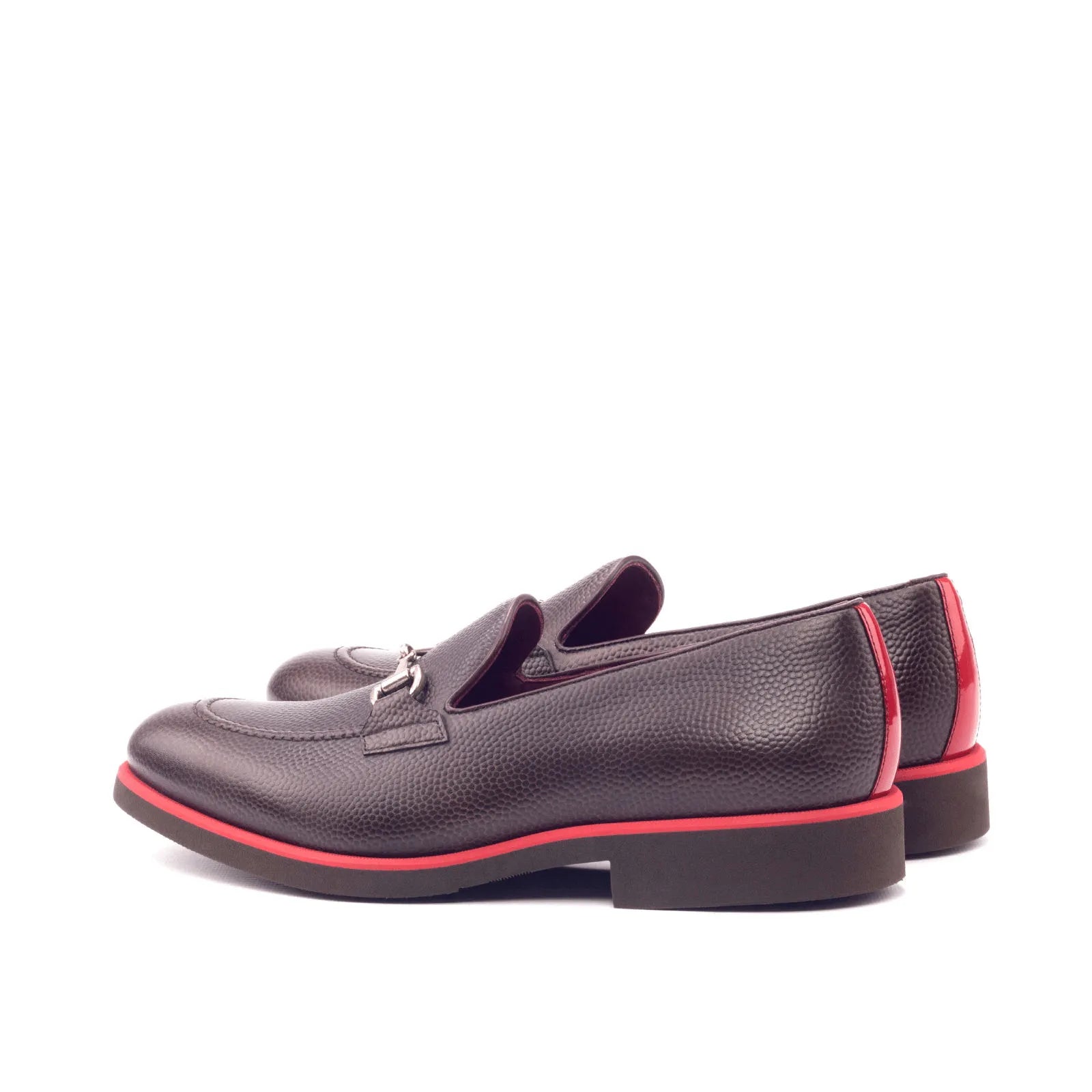 Brown leather Ralph Loafers featuring red accents, ideal luxury bespoke shoes for men
