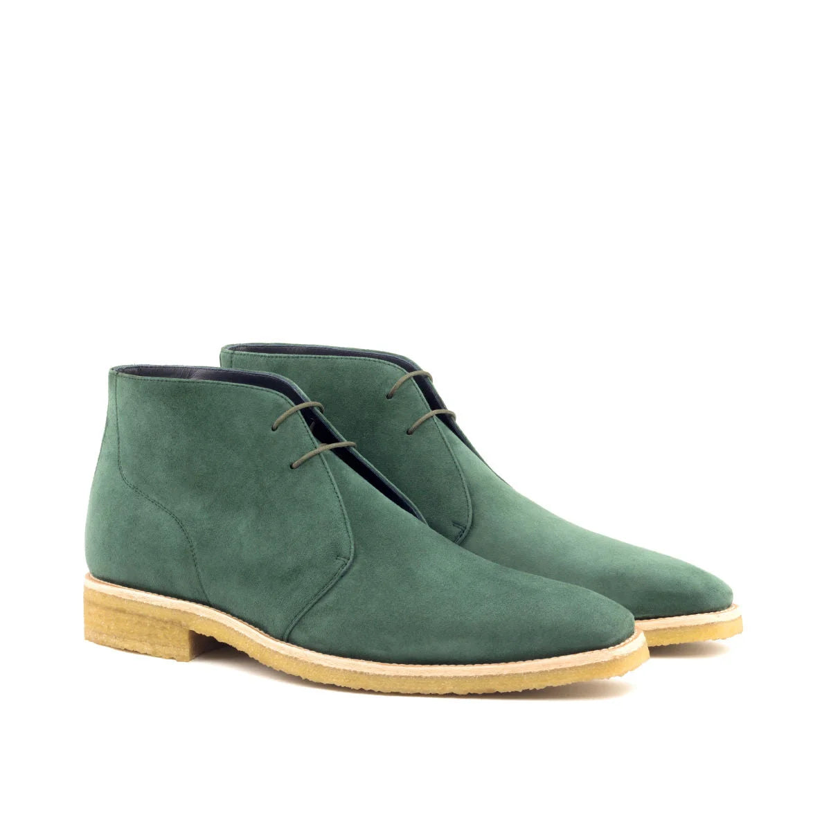 Rapa Chukka Boots in forest kid suede with unique height and wooden soles