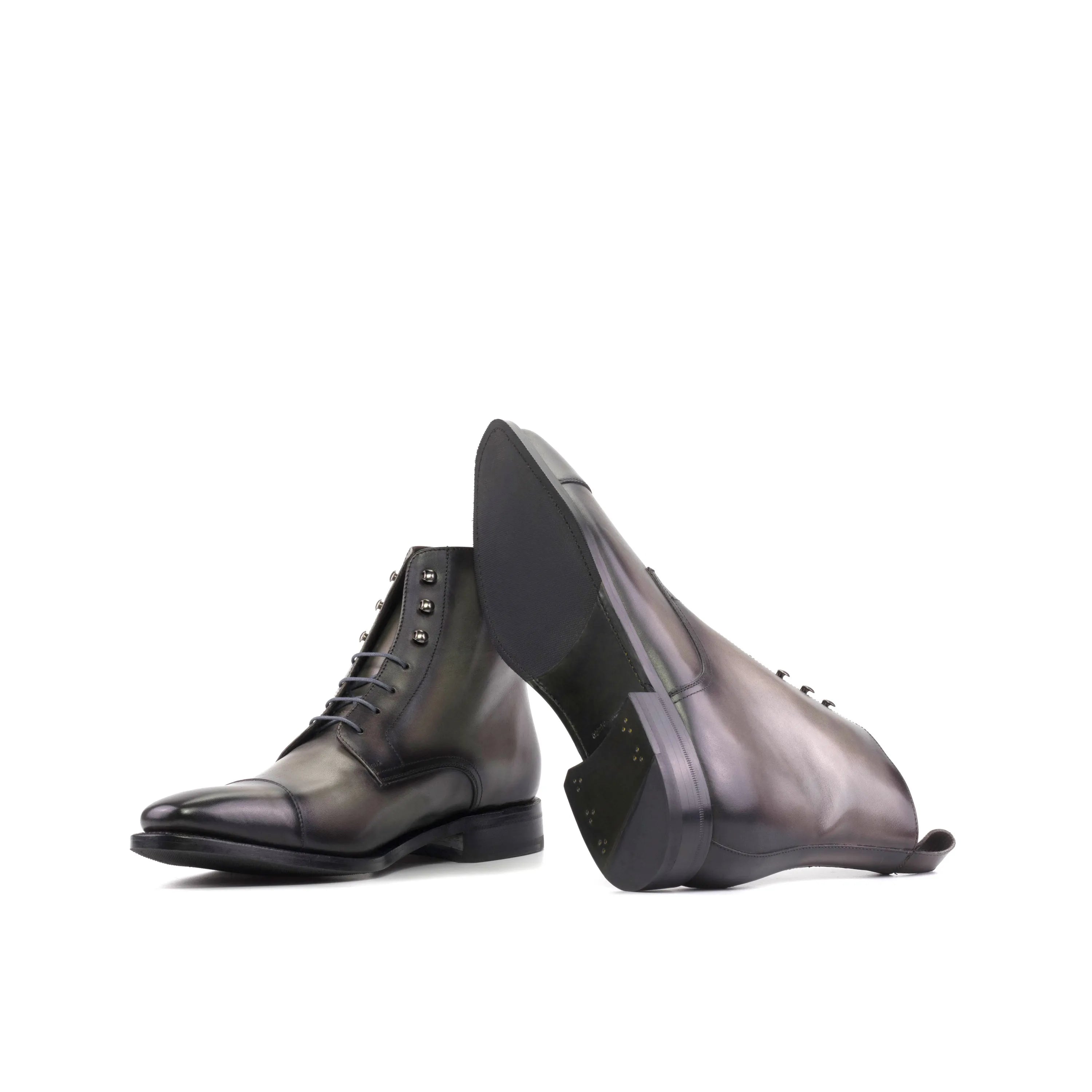 Gray leather lace-up Rawul Jumper Boots ideal for stylish and durable footwear