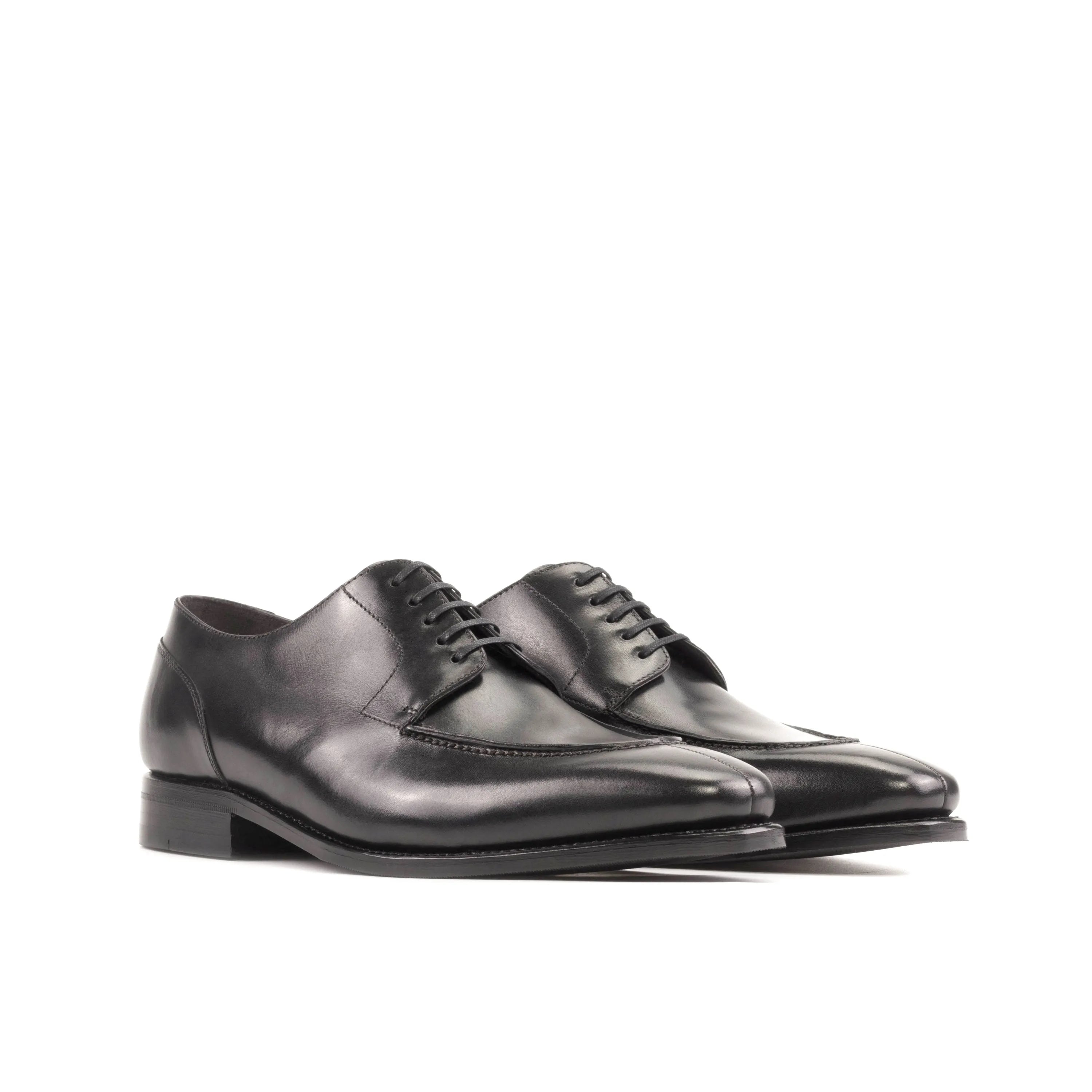 Pair of black leather dress shoes, Rocco Derby Split Toe, perfect for fast lane elegance