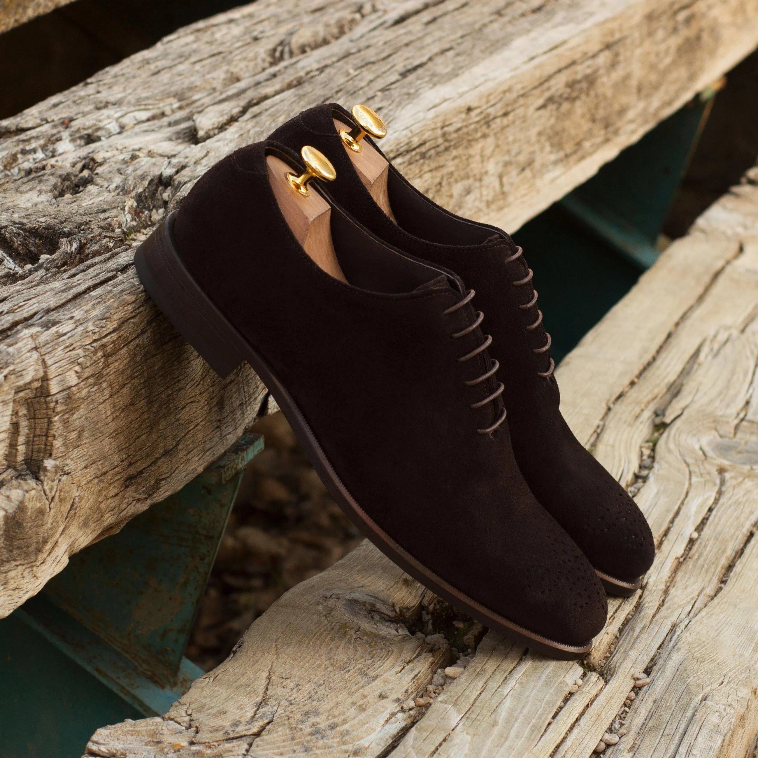 Black suede Ronelio WholeCut Shoes II, a stylish choice for formal occasions