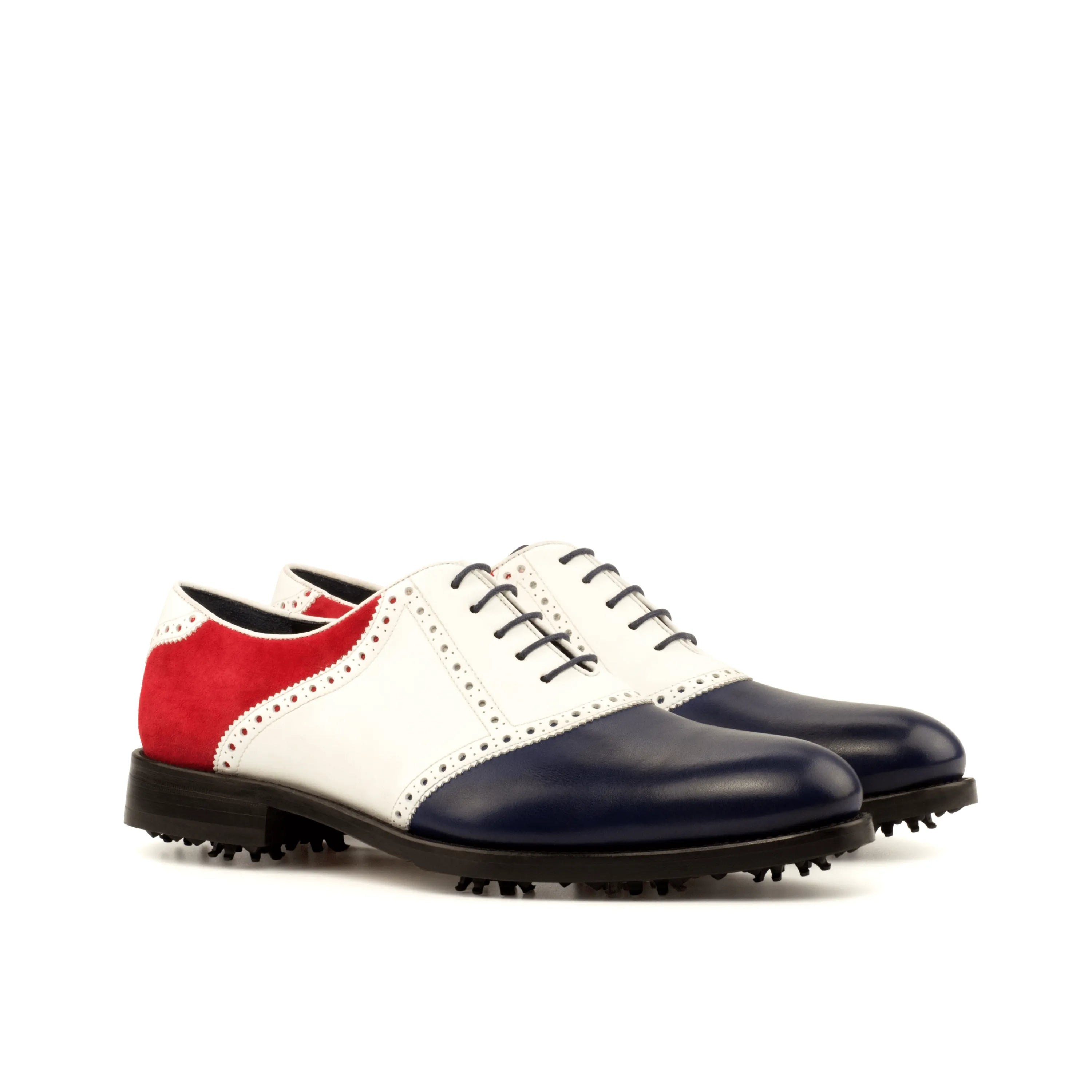 Tricolored Rotimi Saddle Golf Shoes designed for style and performance in golf
