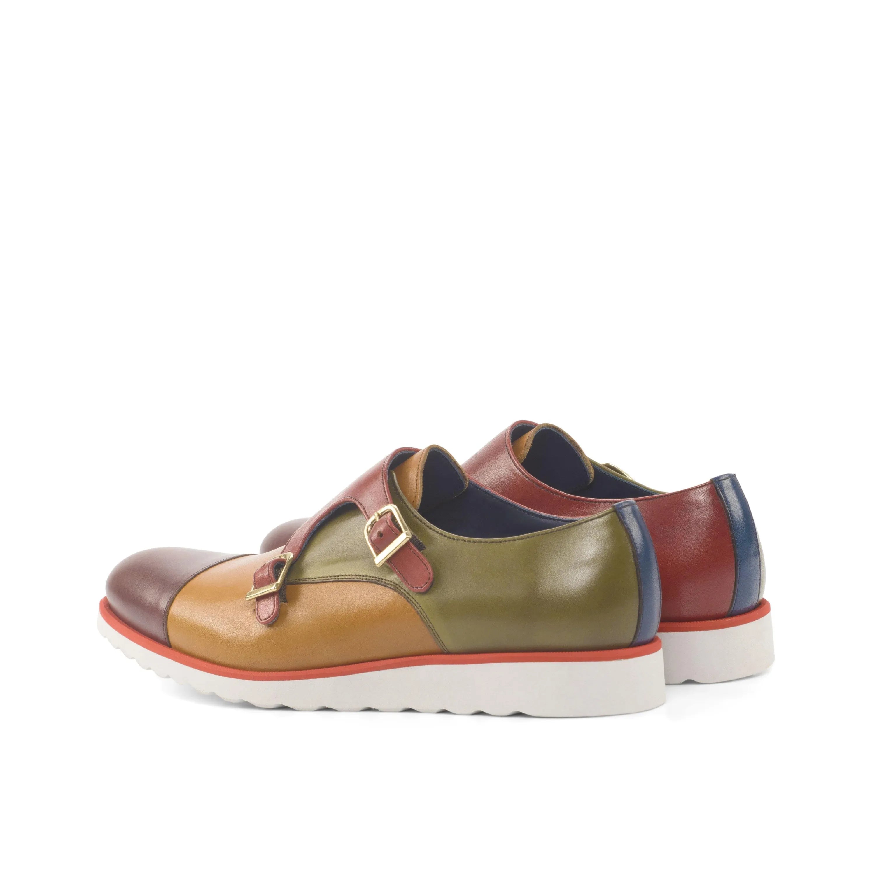 Colorful leather Ryan Double Monk II shoes in painted calf with double monk straps